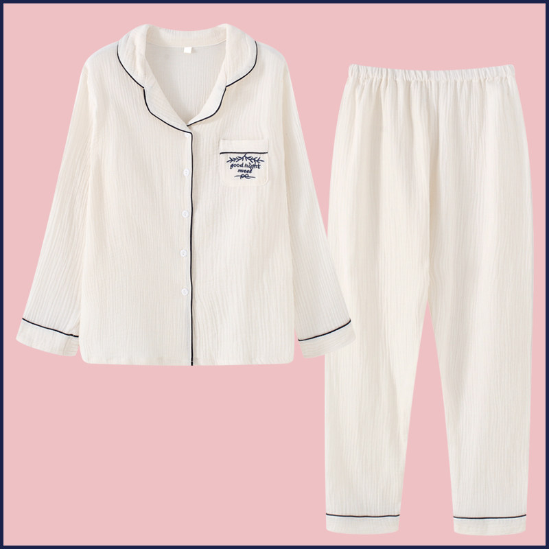 Pajamas Woman Cotton Yarn Spring and Autumn Long sleeve two pieces of student pure cotton Han Edition of a simple autumn pajamas home dress