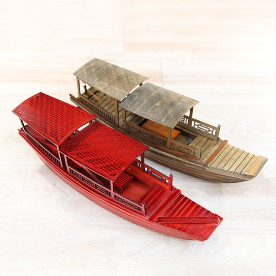 Aoya Dijia sailing boat model handmade wooden model ship model fishing boat Shaoxing awning boat gift