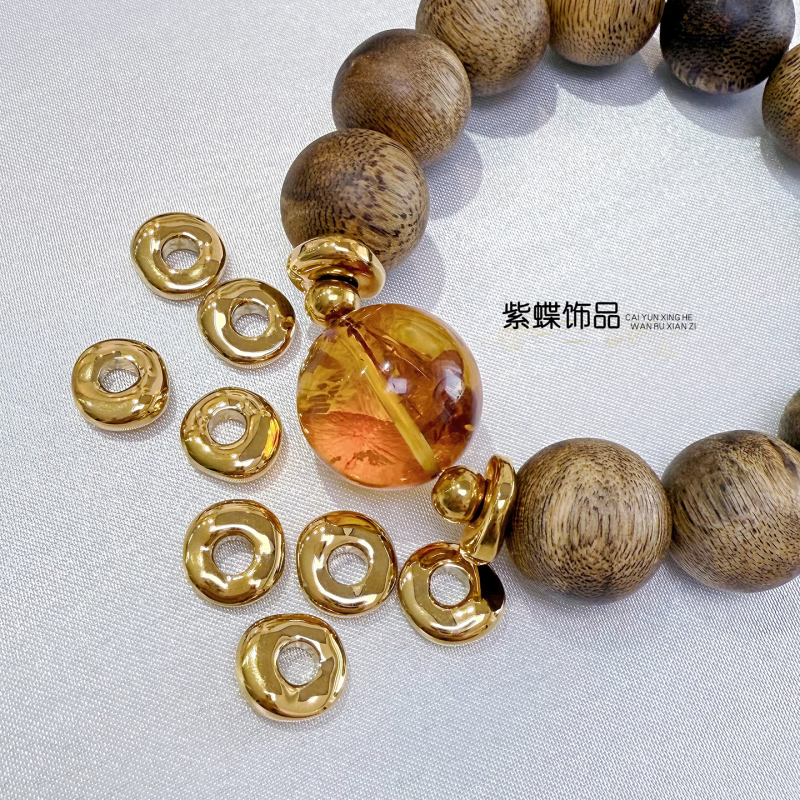 Purple Butterfly Jewelry [316 Titanium Steel Fine Carving] Vacuum-Plated 18K Gold Donut Wave Spacer Hollow Beads