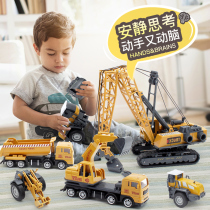Children disassembly and assembly engineering car set excavator transport truck mixer crane excavator car boy toy