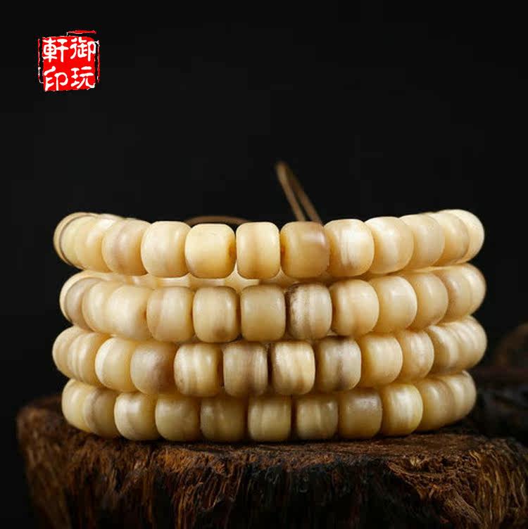 Natural old hump bone Buddha pearl flower stock barrel shape 108 grain Buddha Candida beads hand alchemo with long string of enchanting beads S.