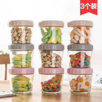 Stackable glass sealed jar with lid Kitchen transparent jar Glass bottle Candy jar Miscellaneous grain storage jar