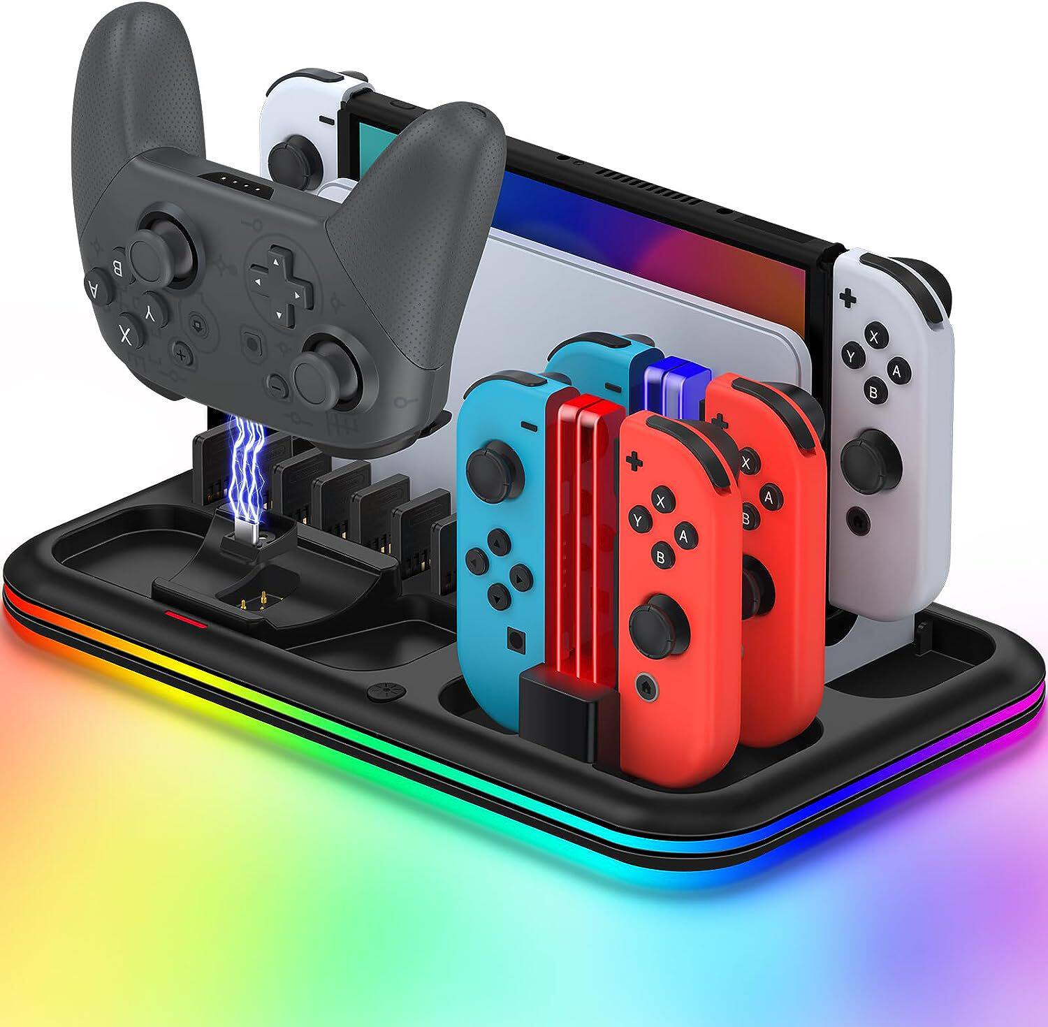 Поддержка хоста switch发光主机散热底座多功能joy-con手柄充电座游戏rgb桌面底座