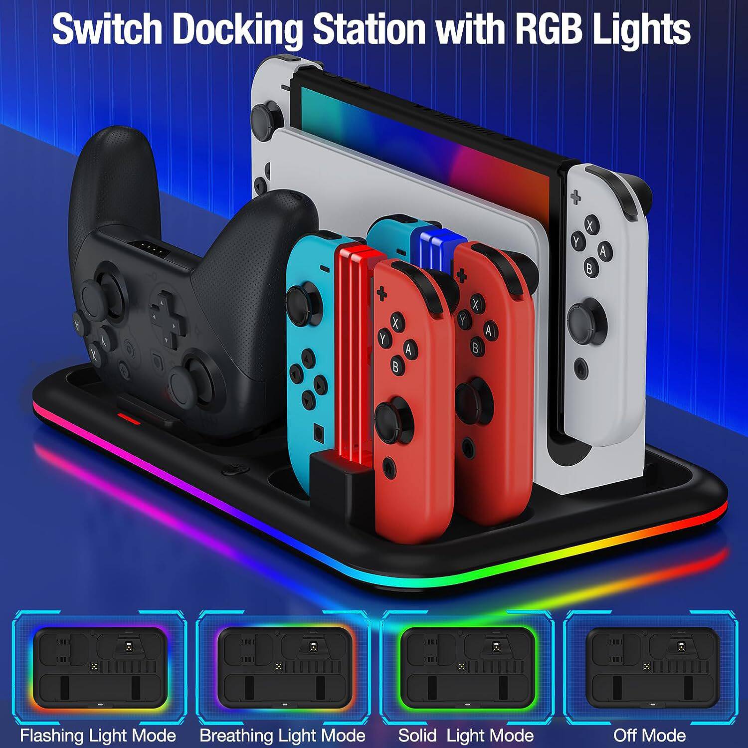 Поддержка хоста switch发光主机散热底座多功能joy-con手柄充电座游戏rgb桌面底座