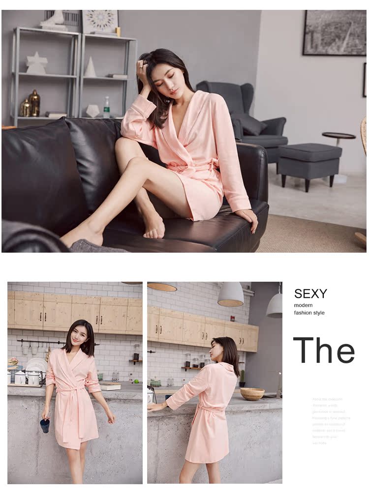Áo ngủ nữ mùa xuân và mùa thu cotton nữ đồ ngủ gợi cảm áo ngủ áo len cardigan áo choàng dài tay cotton dịch vụ nhà mùa hè kích thước lớn áo ngủ đẹp