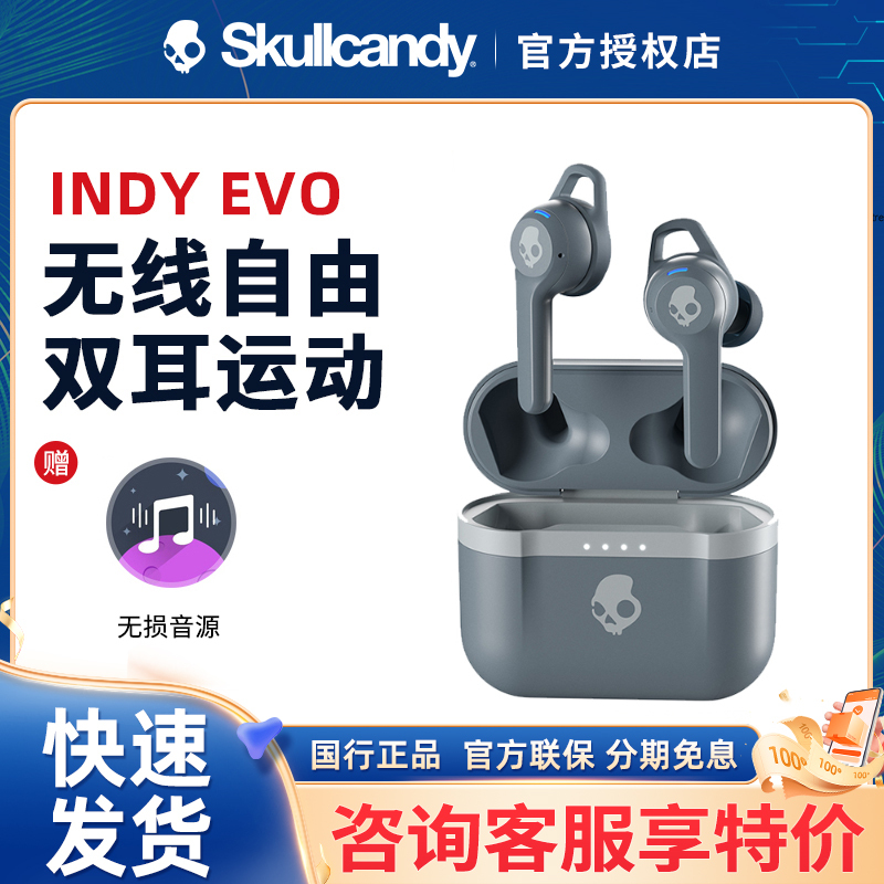 Skullcandy Indy Evo Skull-Shaped In-Ear True Wireless Bluetooth Headphones