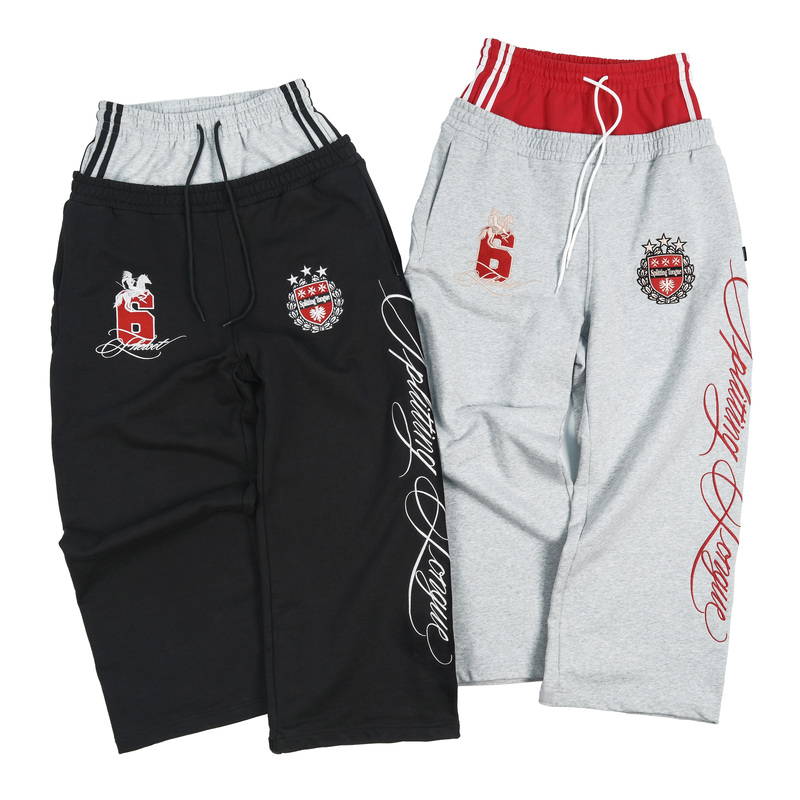 Thewet 2026 Indian War Horse Double-Waist Patchwork Color-Blocking Light Baggy Loose Wide-Leg Streetwear Sweatpants