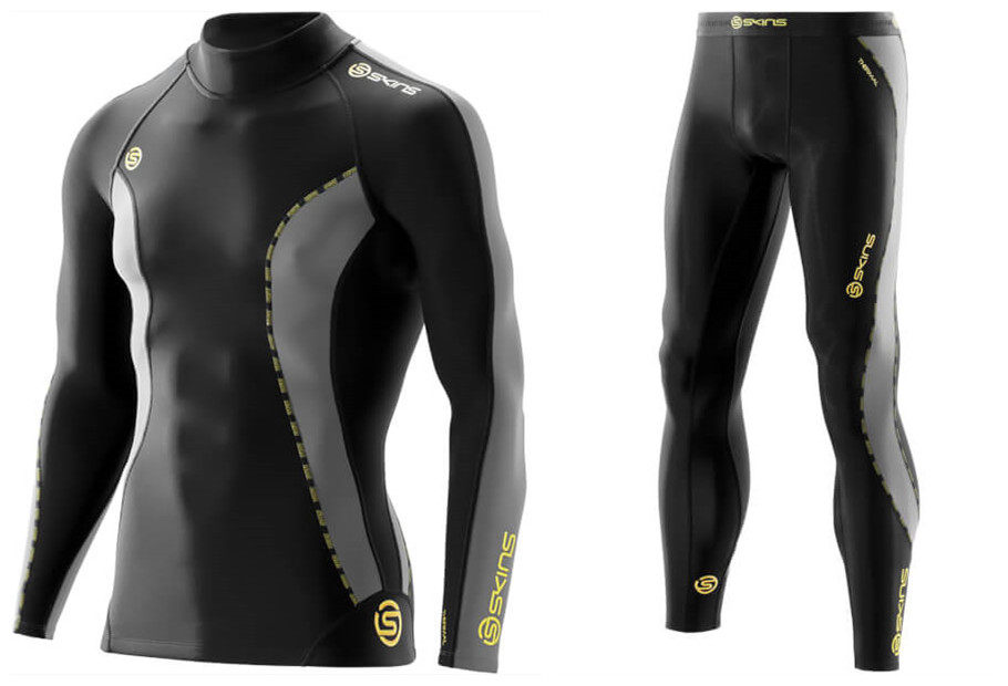 SKINS Sikins DNAmic Thermal men compression sports running warm long pants long sleeves