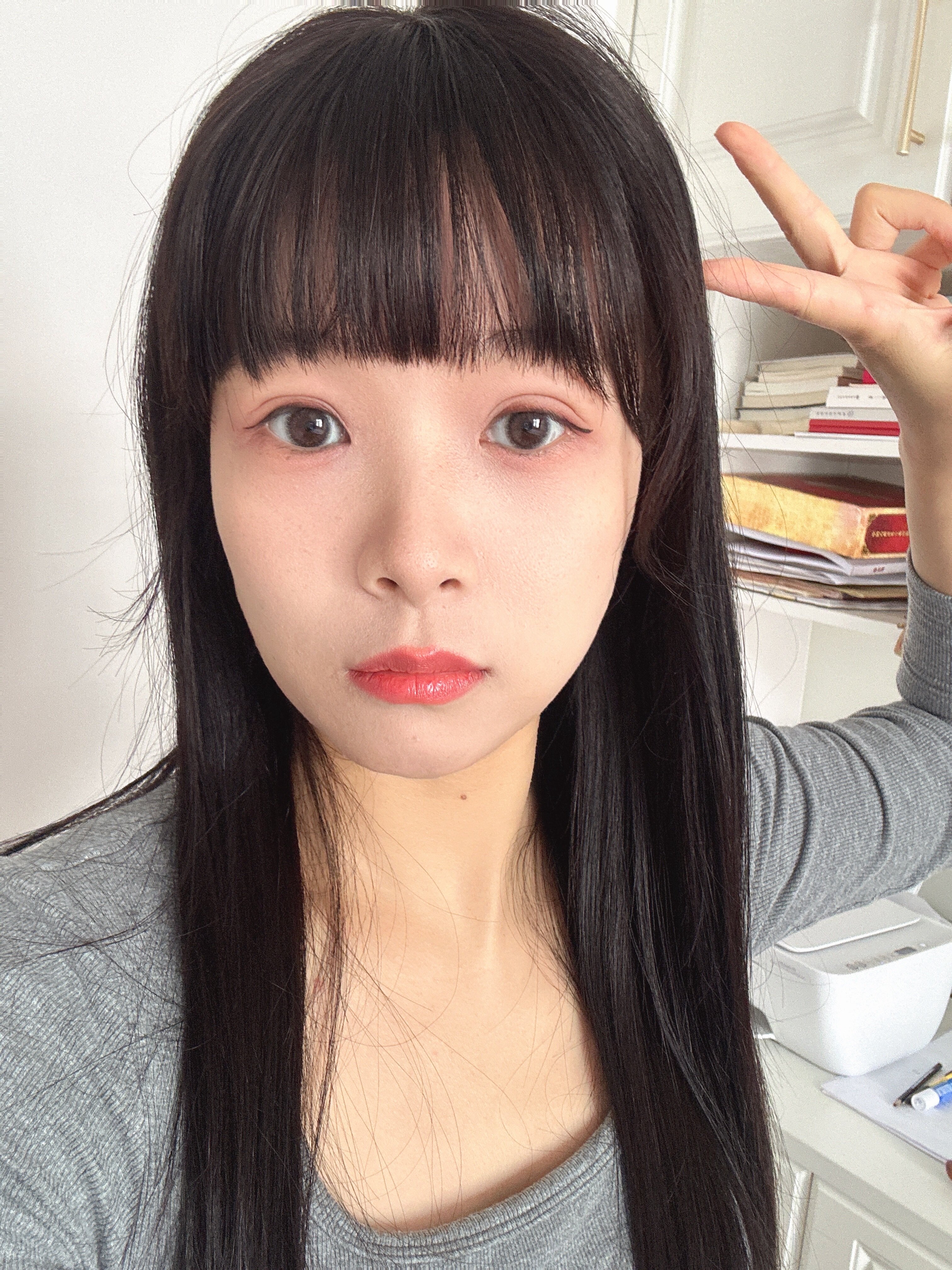 真我黑长直漫画齐刘海假发套 全真发整顶设计 自然隐形无痕贴合 长发飘逸顺滑