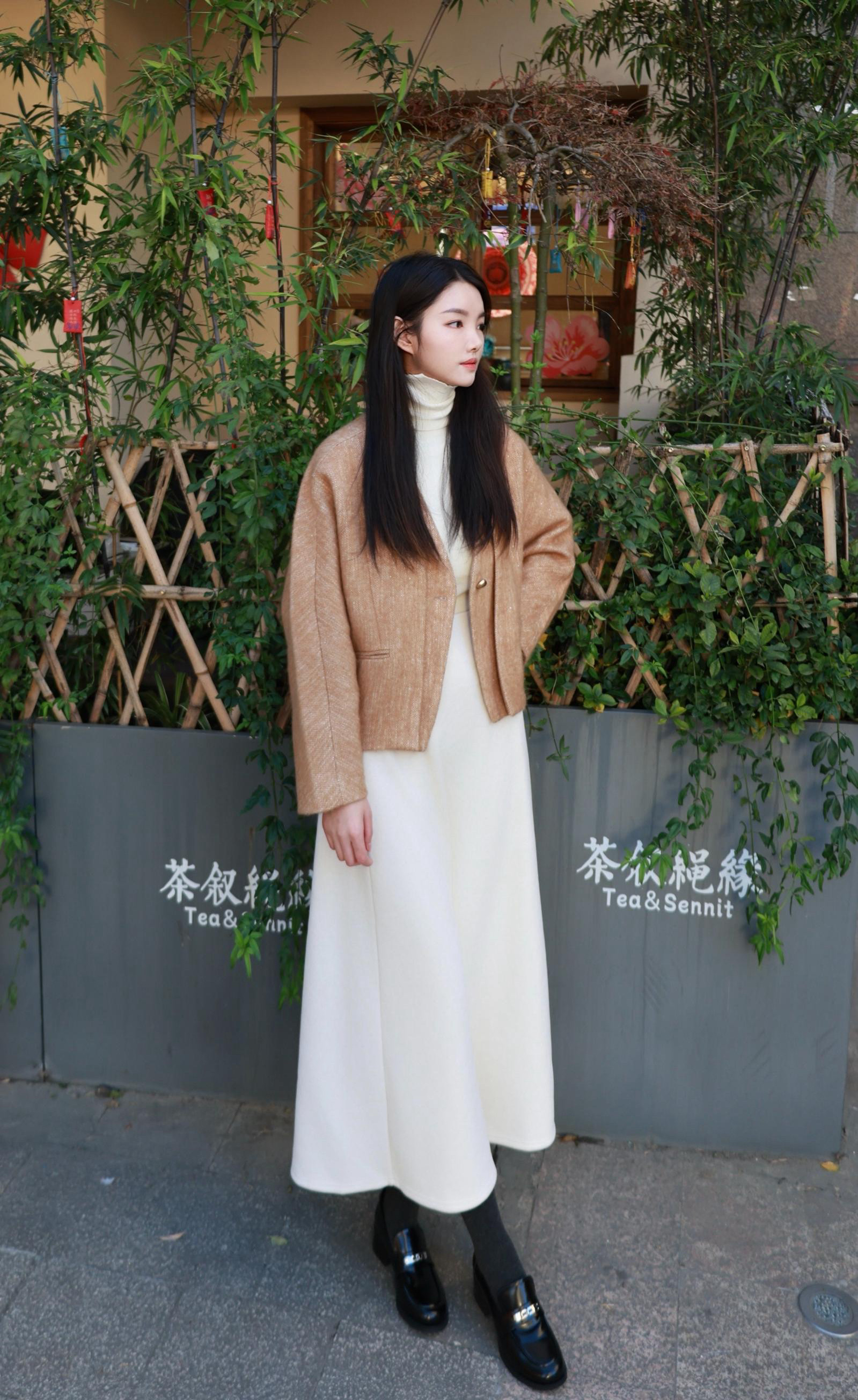 百丽春季复古粗跟乐福鞋 黑色小皮鞋经典百搭 粗高跟设计稳当增高不累脚