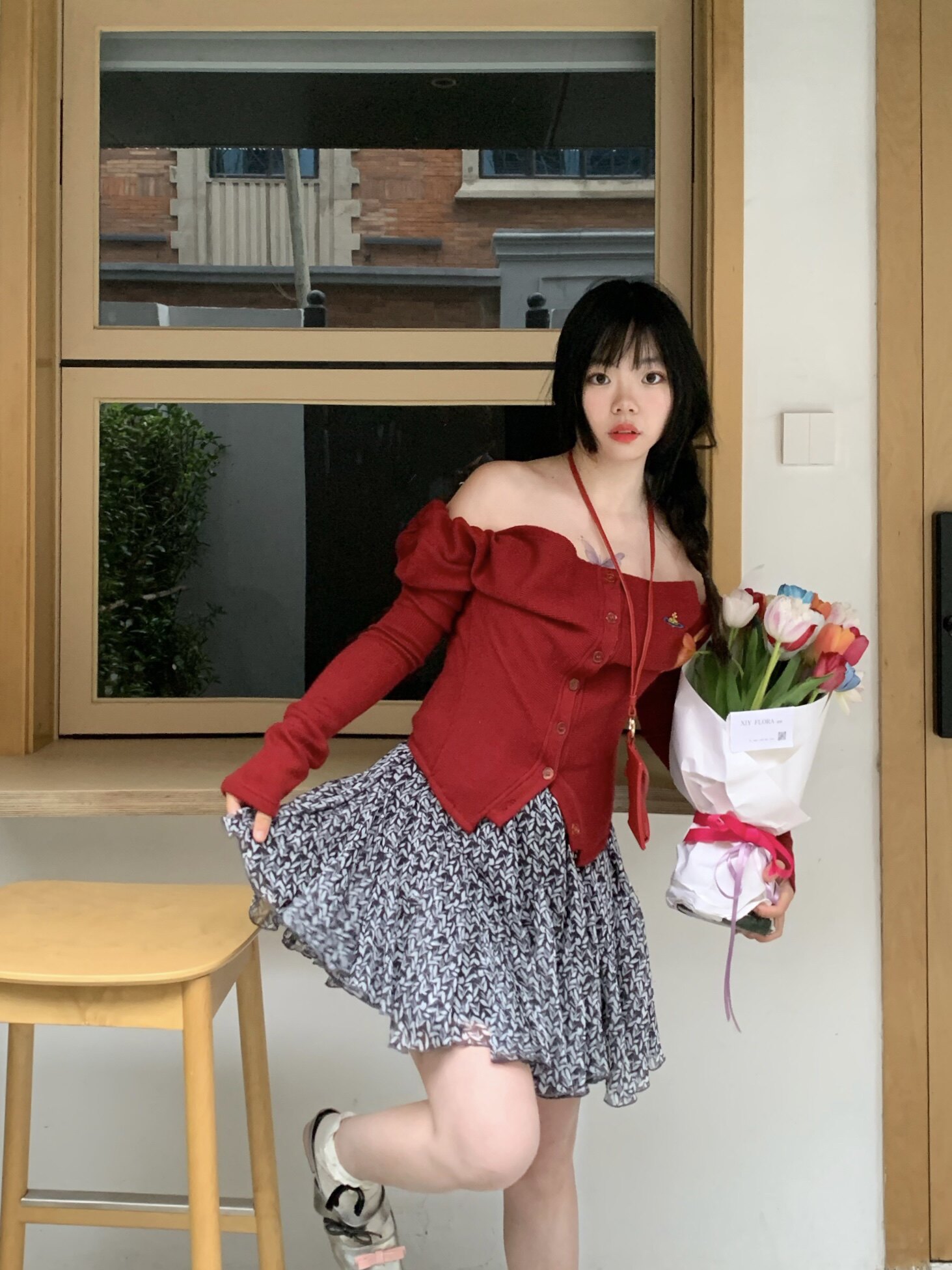 ELLE夏季法式碎花伞裙A字版型遮肉显瘦 碎花图案清新浪漫小众设计别致不撞款