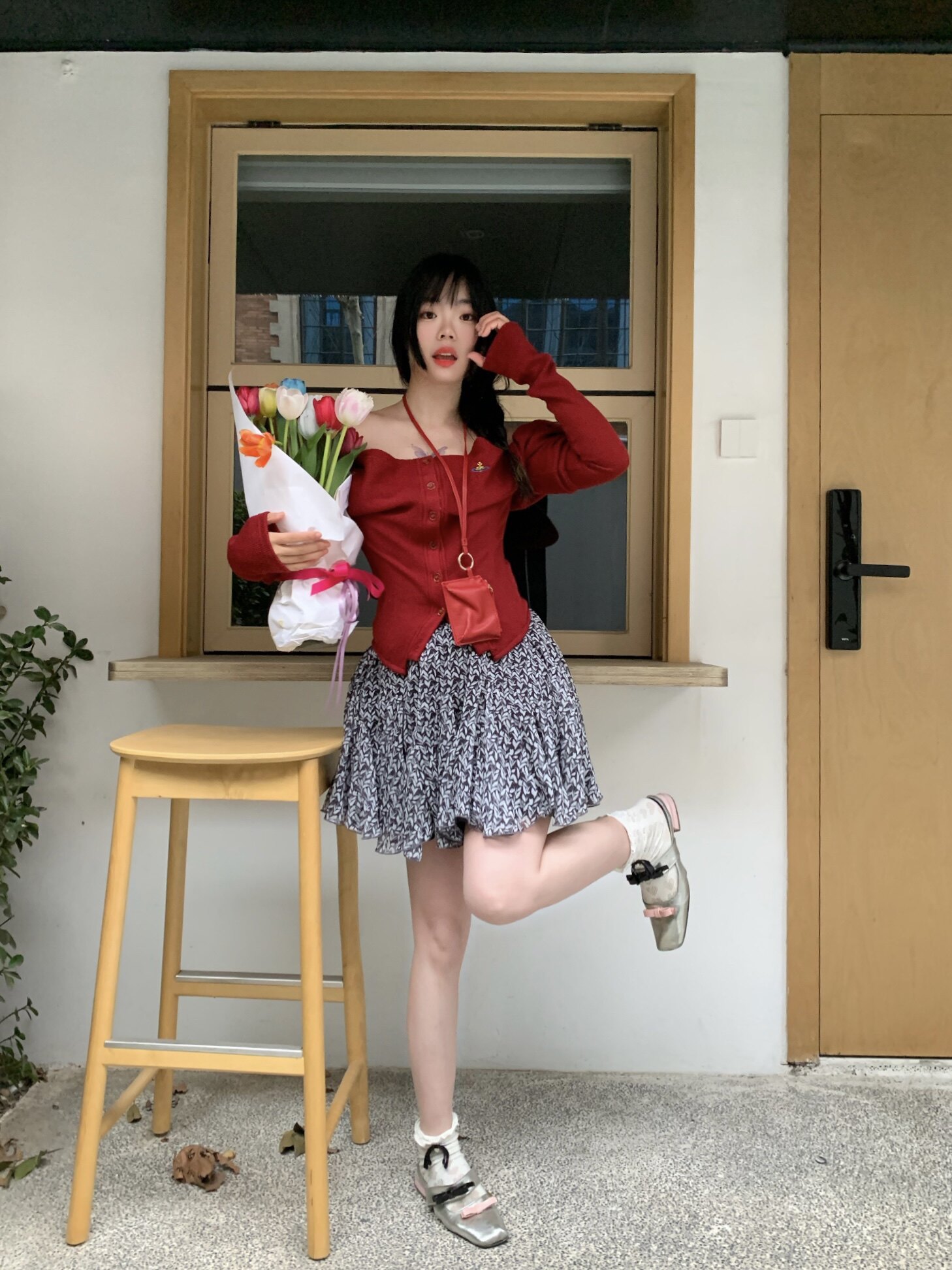 ELLE夏季法式碎花伞裙A字版型遮肉显瘦 碎花图案清新浪漫小众设计别致不撞款