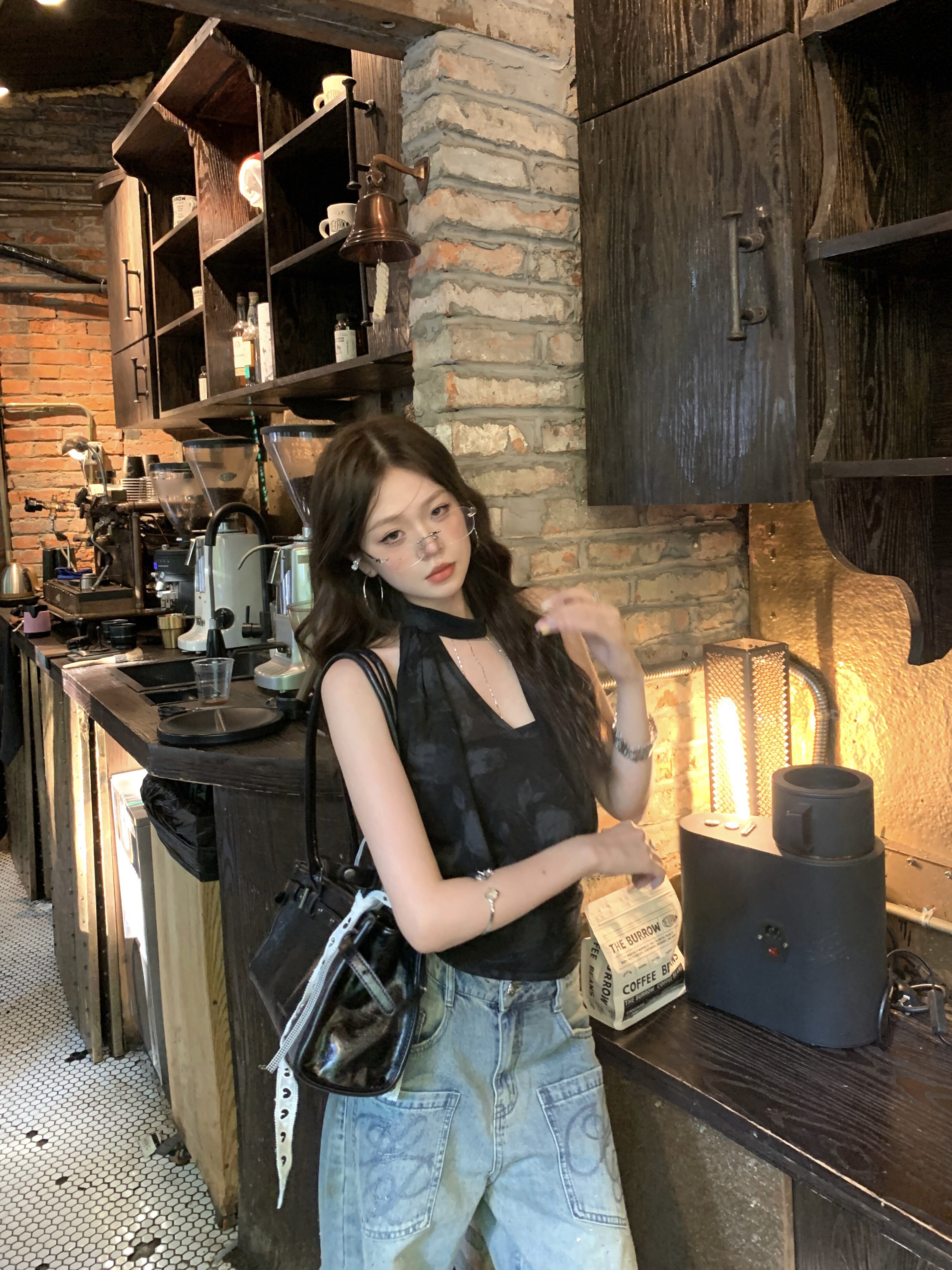 VIAPITTI夏季爆款链条荡领挂脖背心 收腰修身显瘦百搭 辣妹风与设计感并存