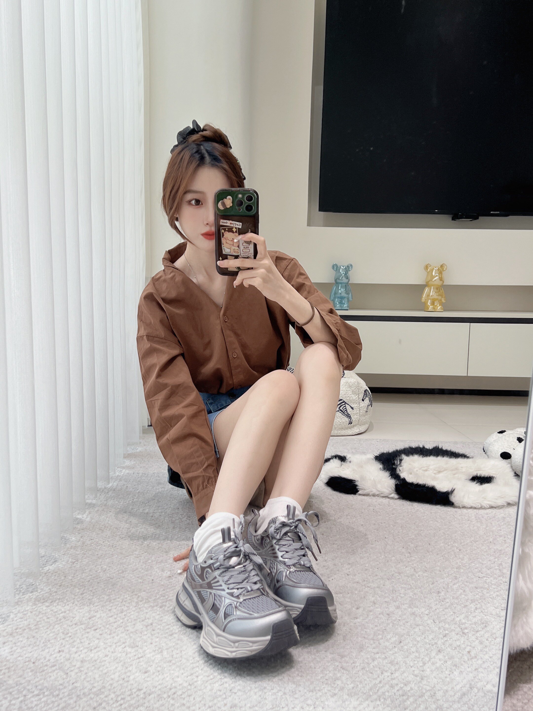 迪丽热巴同款骆驼银月老爹鞋 银色厚底设计拉长比例 增高显瘦不累脚