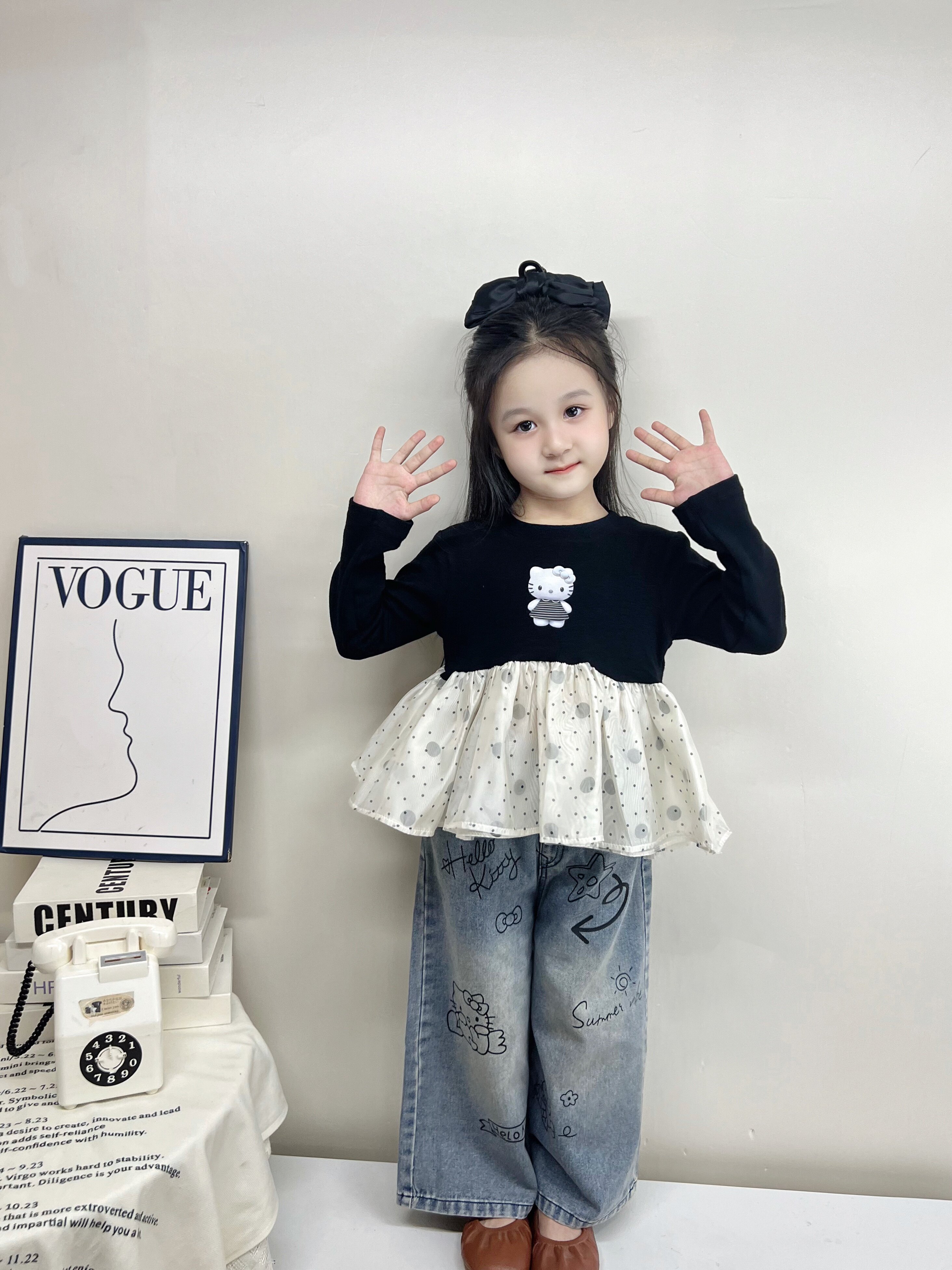 Customer photo for Black Mesh-Panel Kitty Top, 110cm