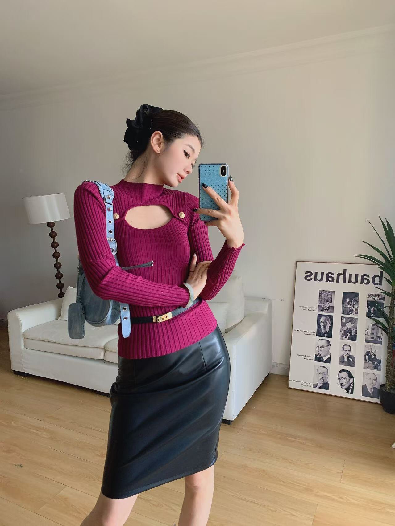 Young Girl Day韩系纯欲OL风 高腰显瘦PU皮包臀裙 中长款遮肉不压身高