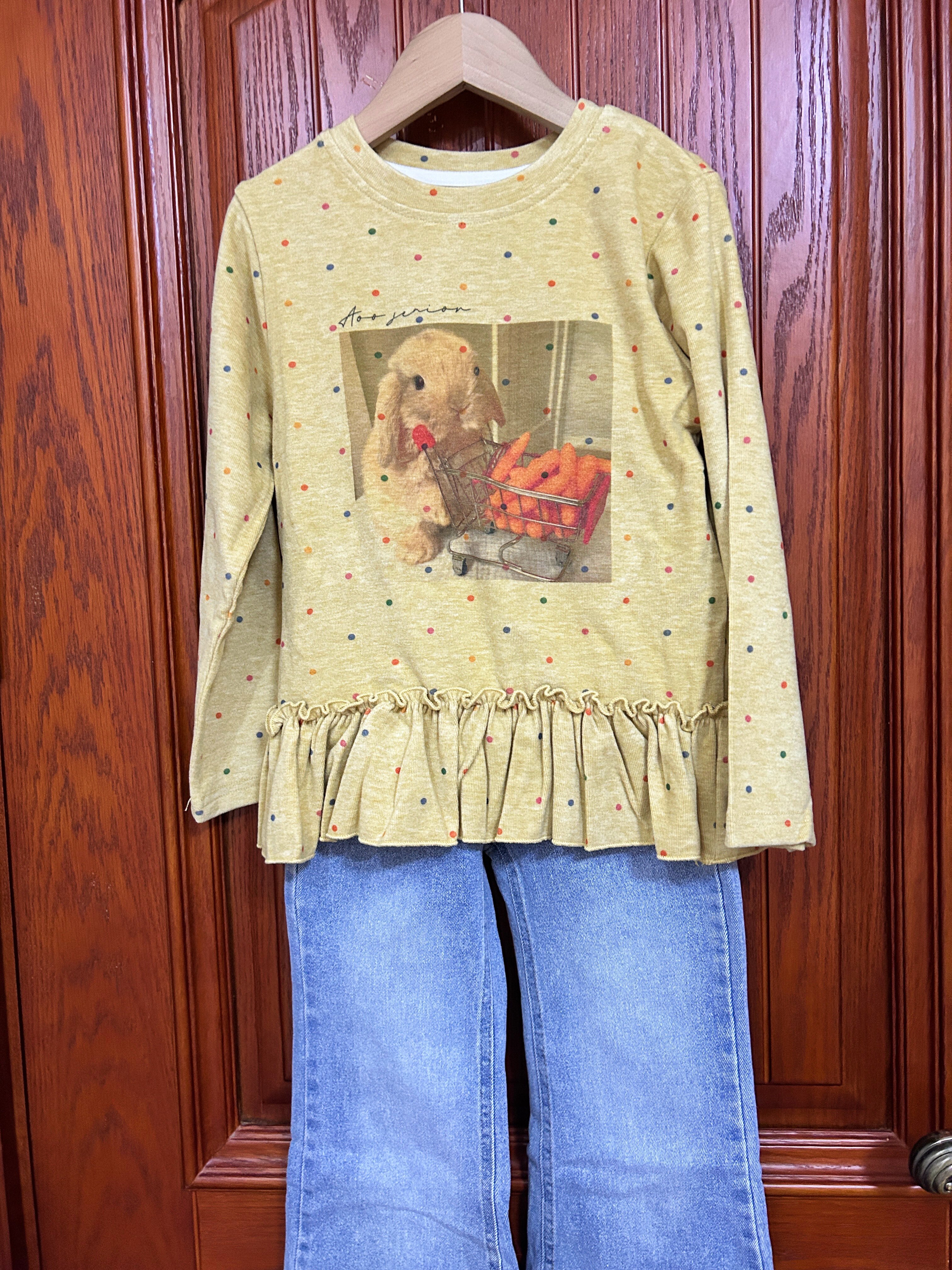 Customer photo for Yellow Ruffle-Hem Top, 130cm