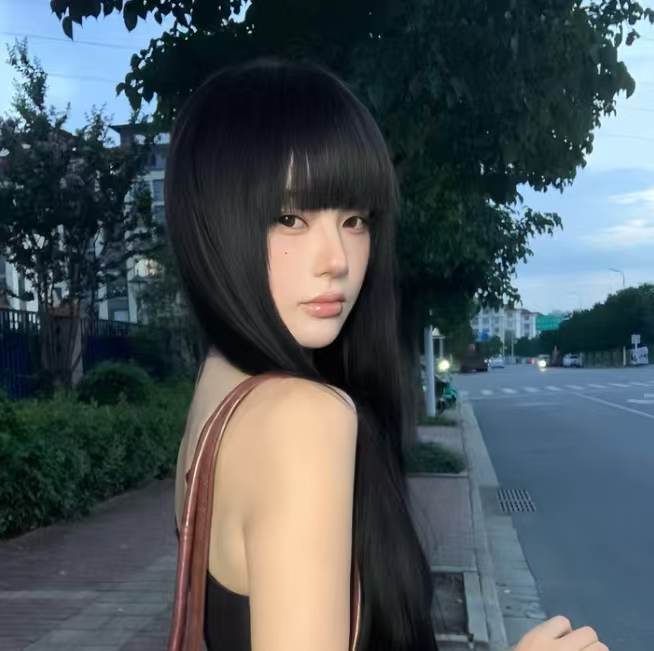 真我黑长直漫画齐刘海假发套 全真发整顶设计 自然隐形无痕贴合 长发飘逸顺滑