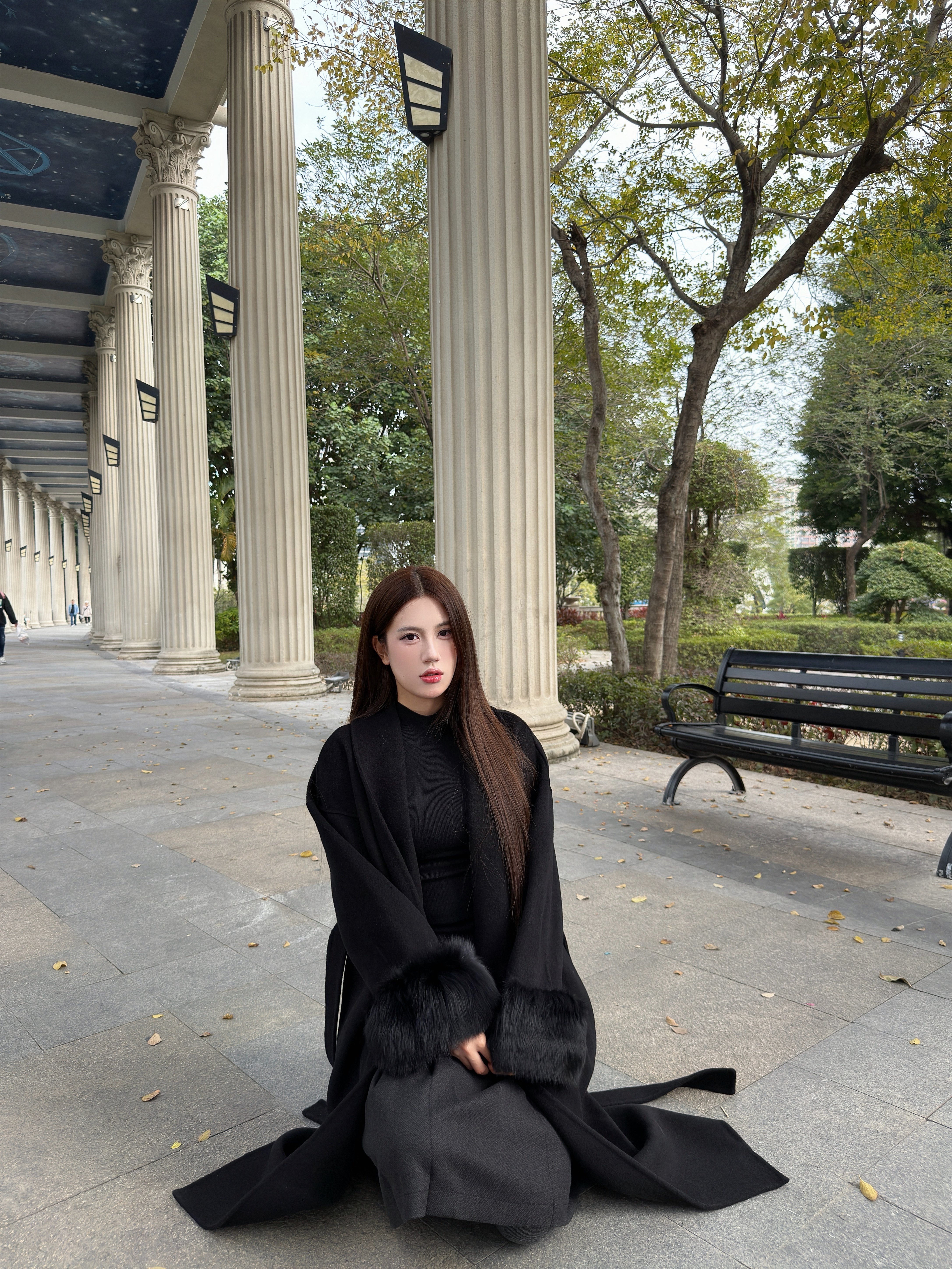 WTTAI万太太小个子专属绵羊毛大衣 中长款设计不压身高 狐狸毛袖口奢华点睛