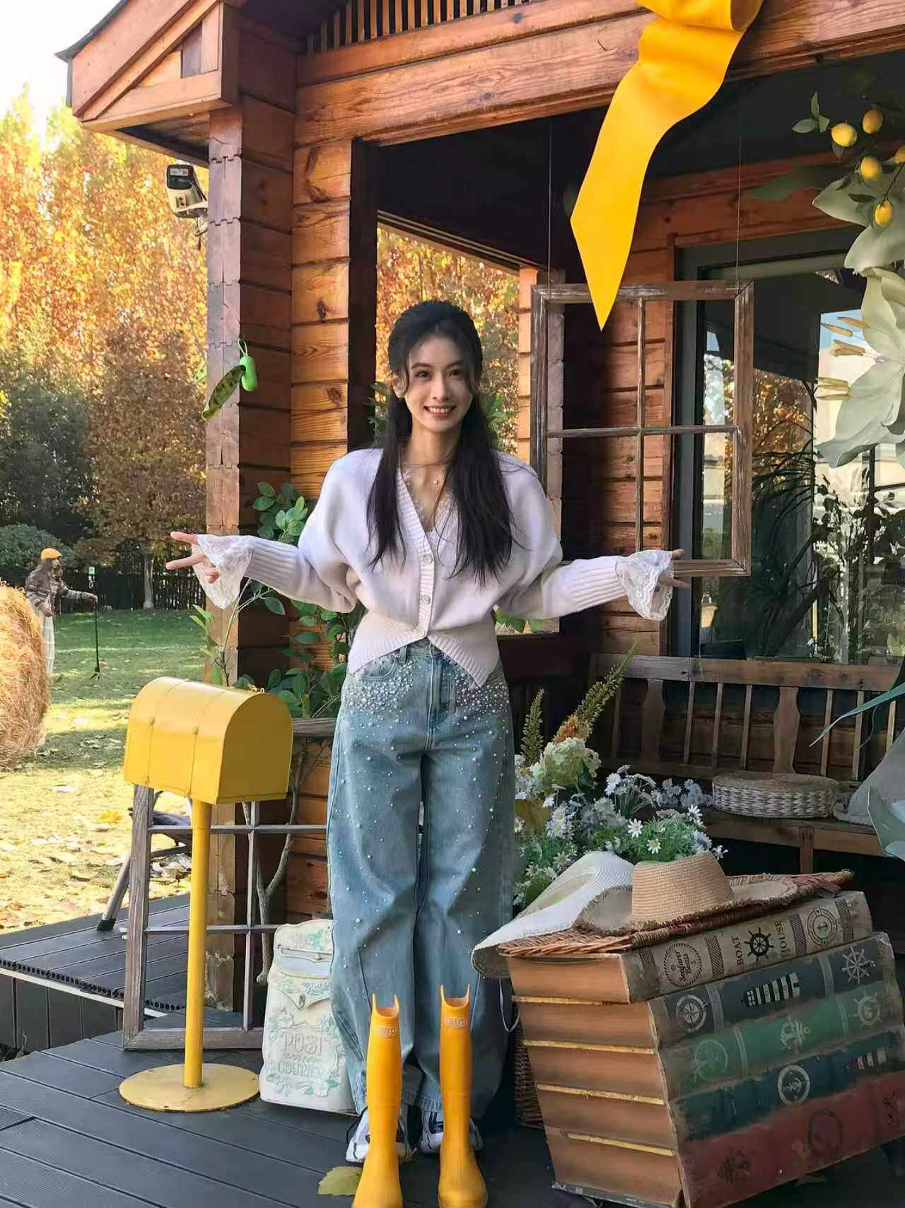 明星同款ANN ANDELMAN针织开衫 蕾丝拼接设计温柔浪漫 收腰剪裁勾勒腰线