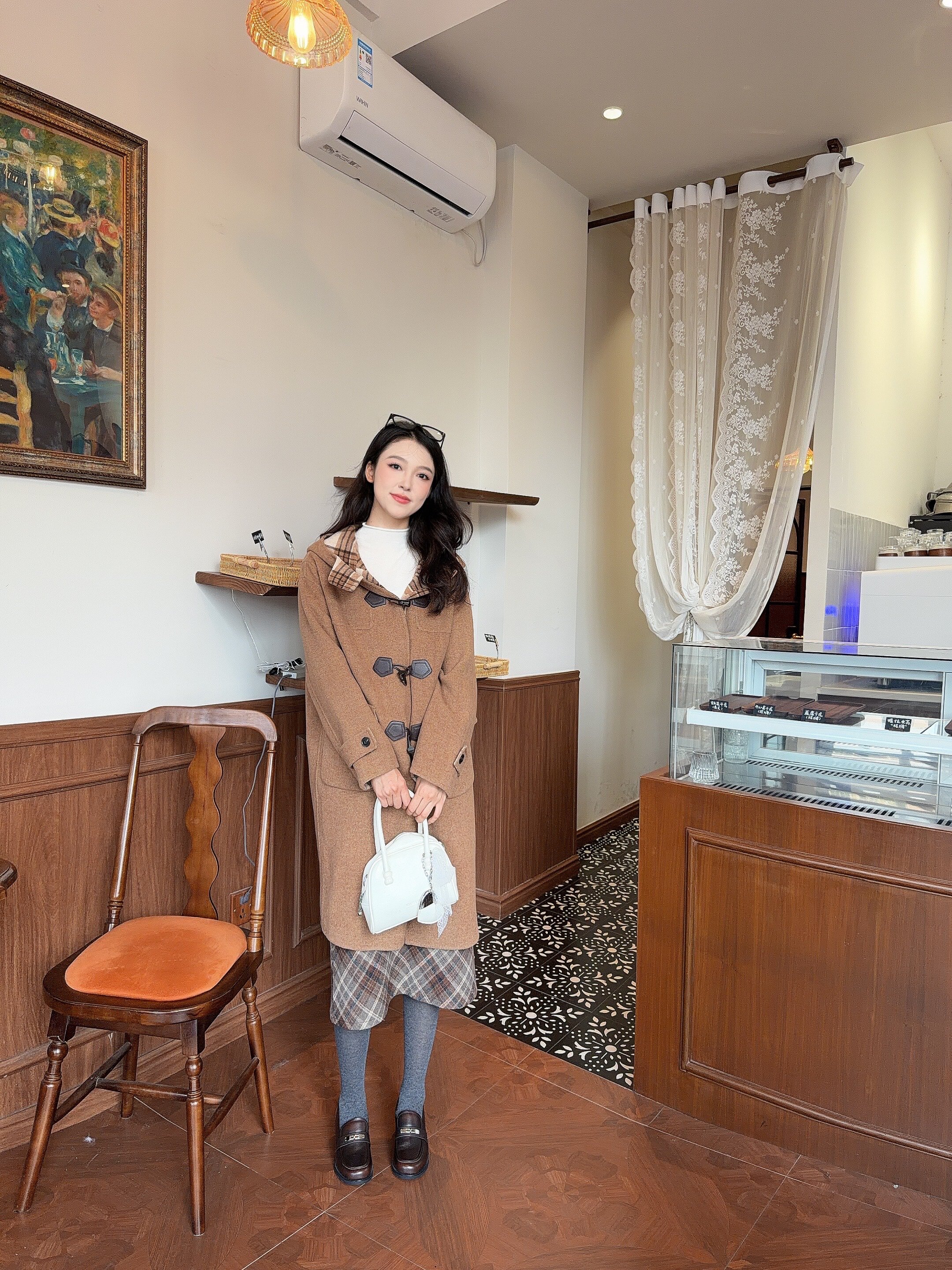 百丽春季复古粗跟乐福鞋 黑色小皮鞋经典百搭 粗高跟设计稳当增高不累脚