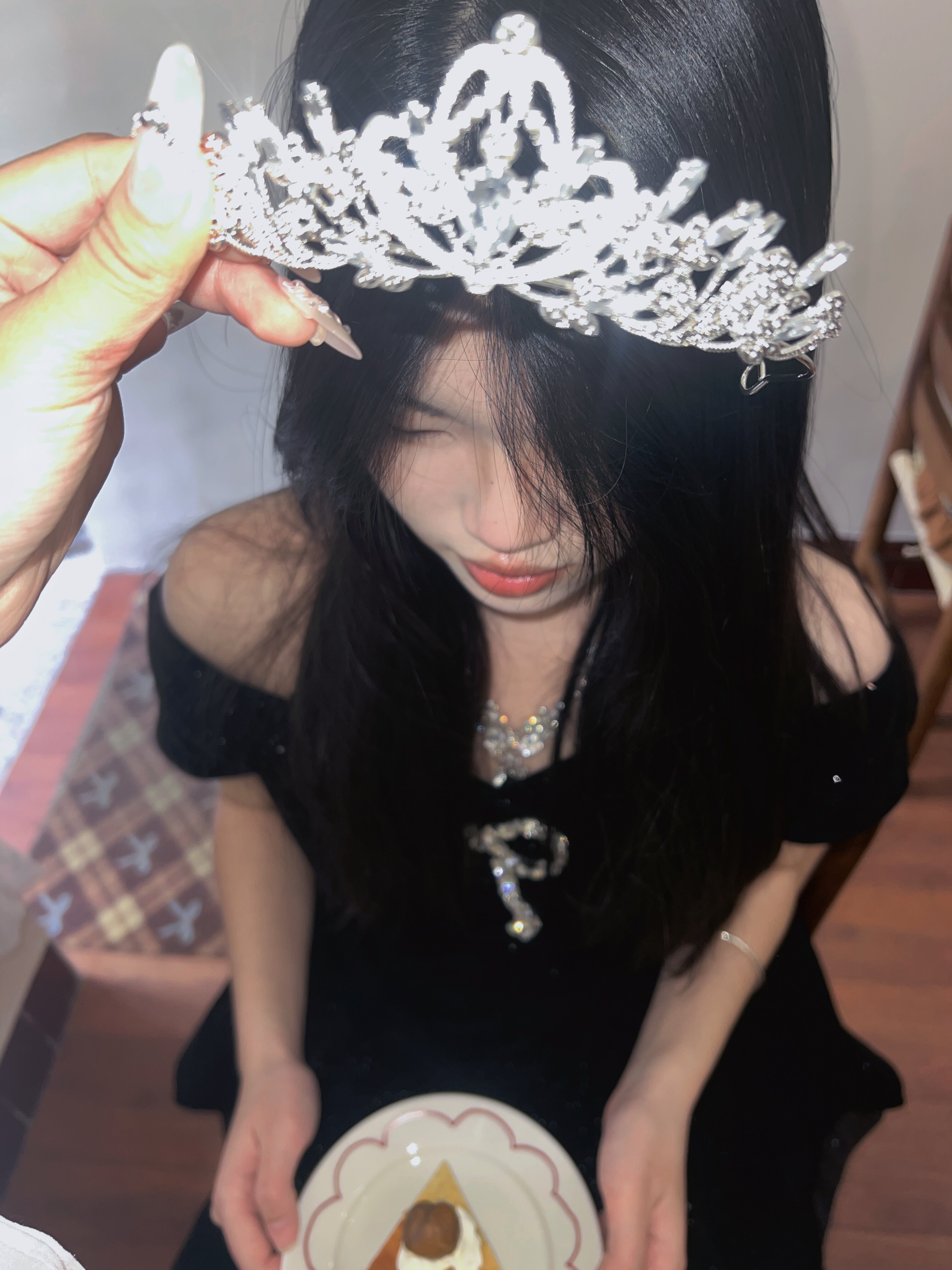 SYJ舒衣家微胖mm法式小黑裙 蓬蓬裙摆遮肉显瘦 收腰设计勾勒腰线生日礼服