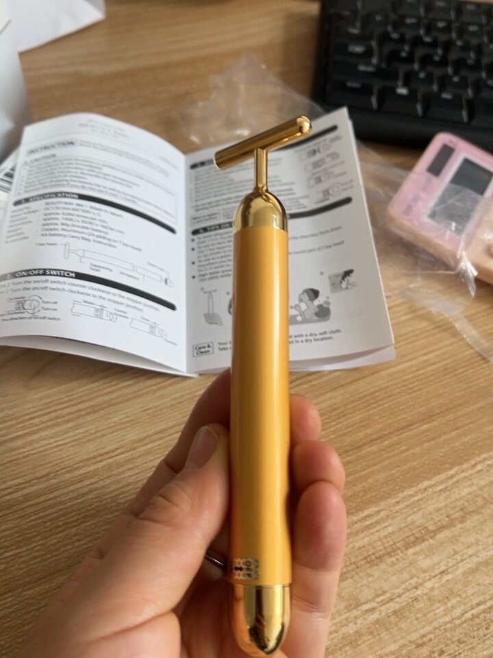 日本进口24K黄金美容棒BEAUTY BAR双头电动脸部按摩棒家用提拉紧致美容