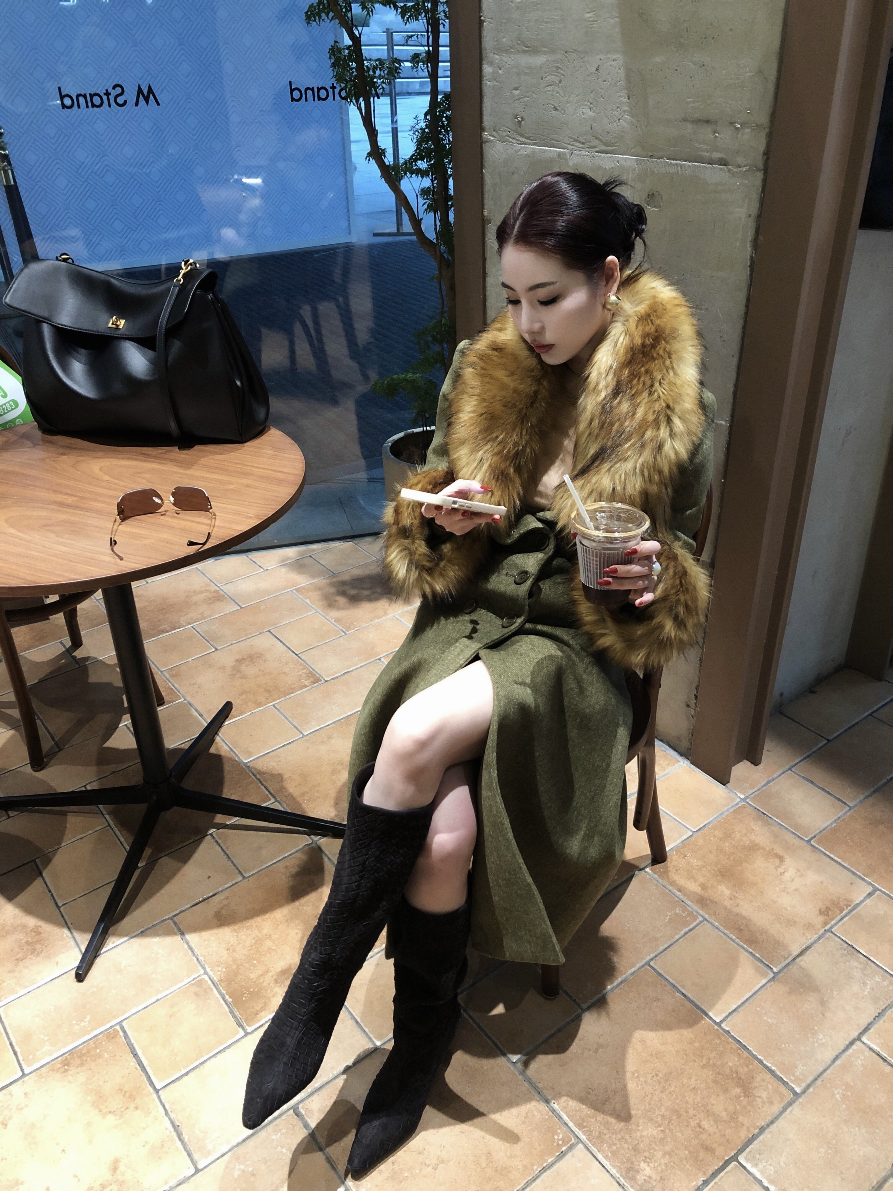 Le' Murmure冬季时尚羊反绒长筒靴堆堆设计慵懒随性 高跟拉长腿部比例