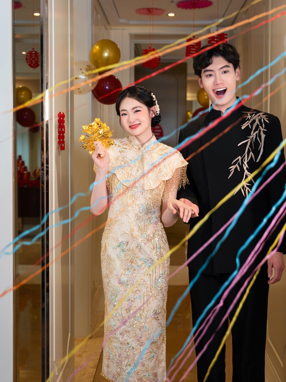 艾诗霓《金叙》新中式订婚旗袍改良款小个子友好金色刺绣结婚敬酒答谢