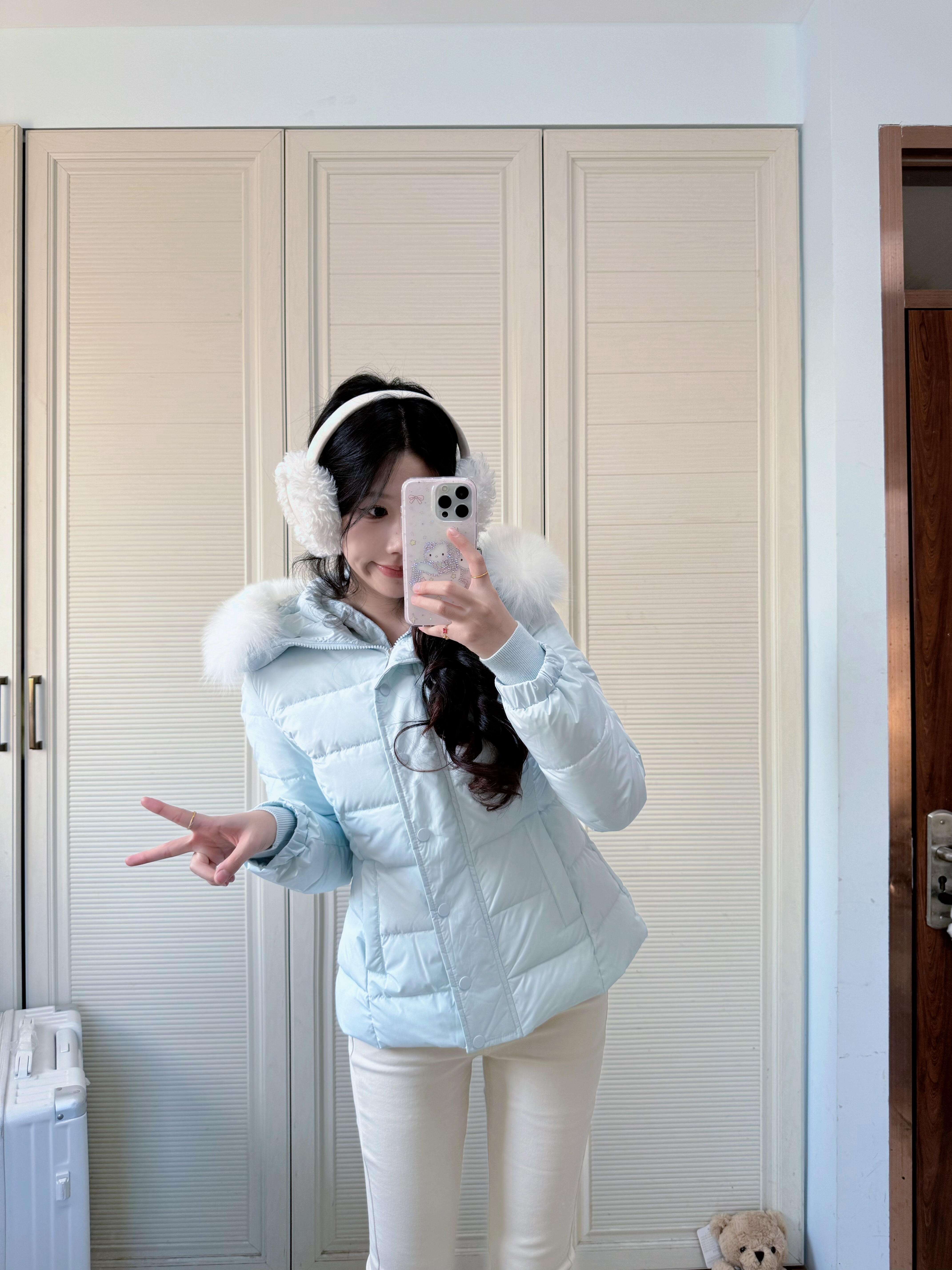 RUOYU若语半永久韩女裤 加绒修身设计保暖不臃肿 高腰小脚裤型拉长比例