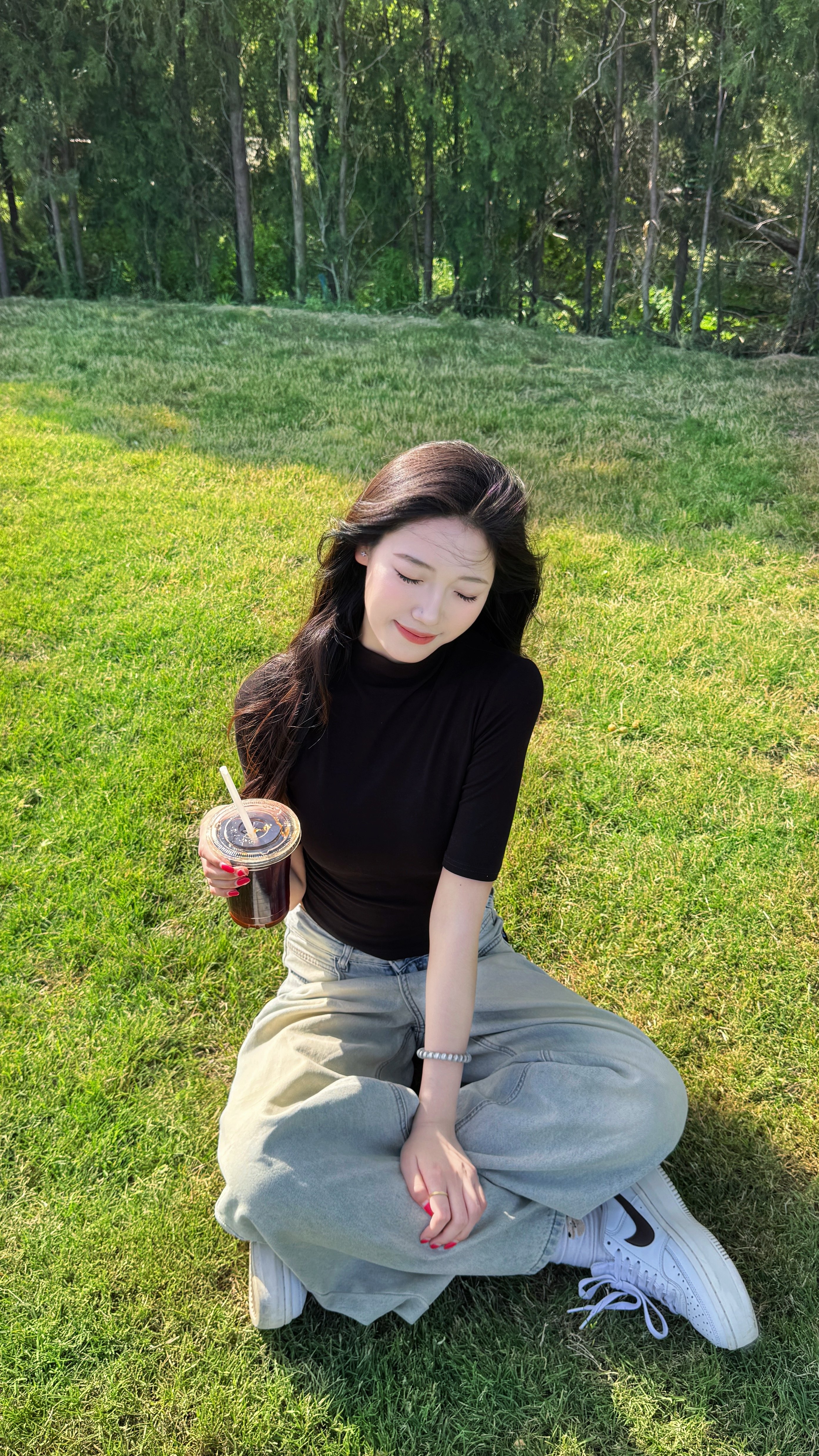 KENABSTUDIO春夏复古直筒牛仔裤 美式宽松拖地设计 阔腿裤型遮肉显瘦