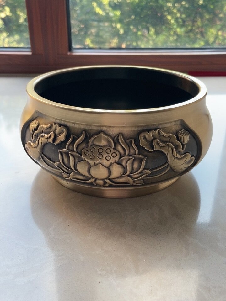 纯铜复古供奉上香家用室内线香莲花大小号观音供佛堂供祖香炉焚香