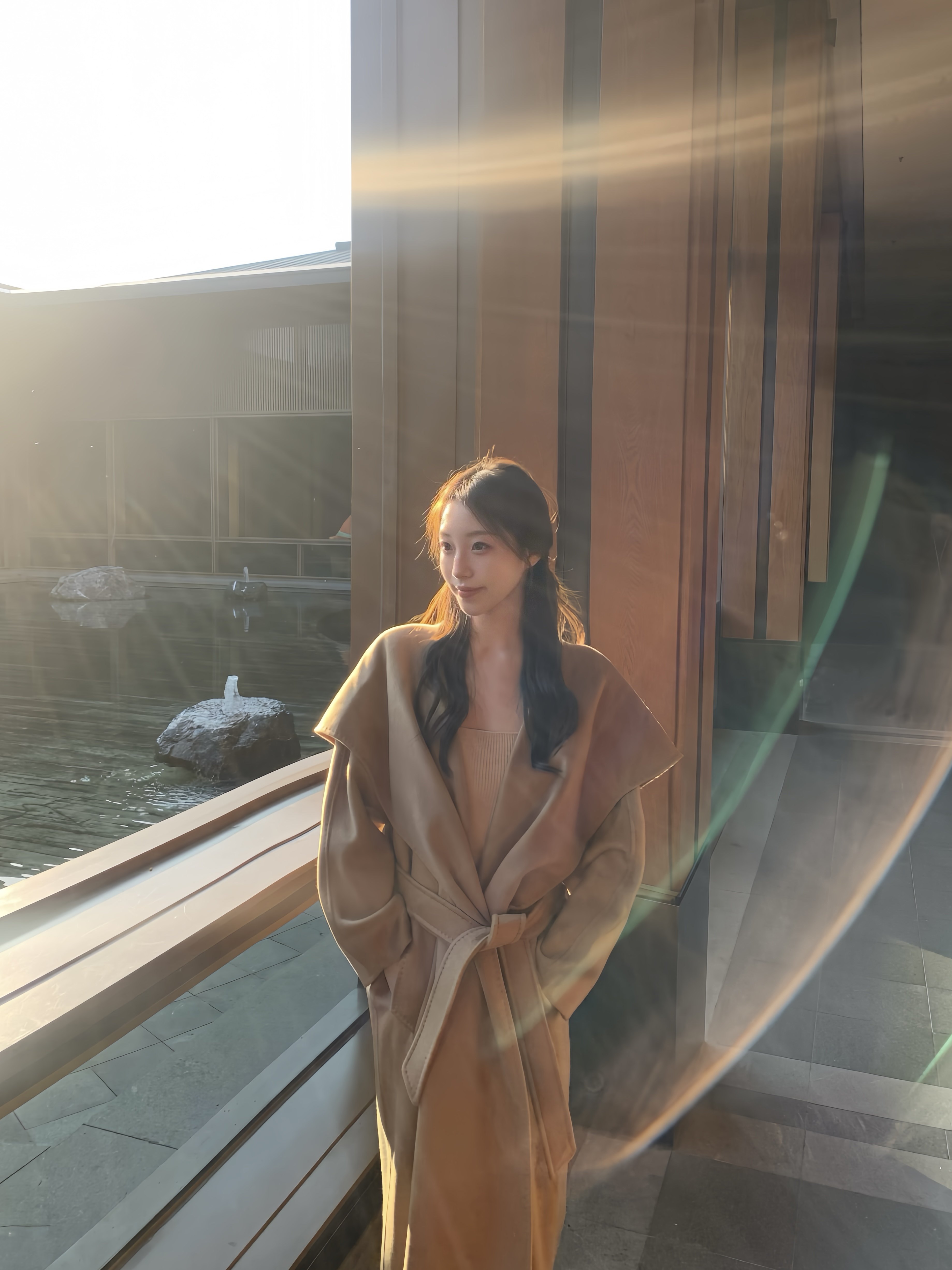 JIUCHIC|M家Rienza大翻领双面水波纹山羊绒大衣