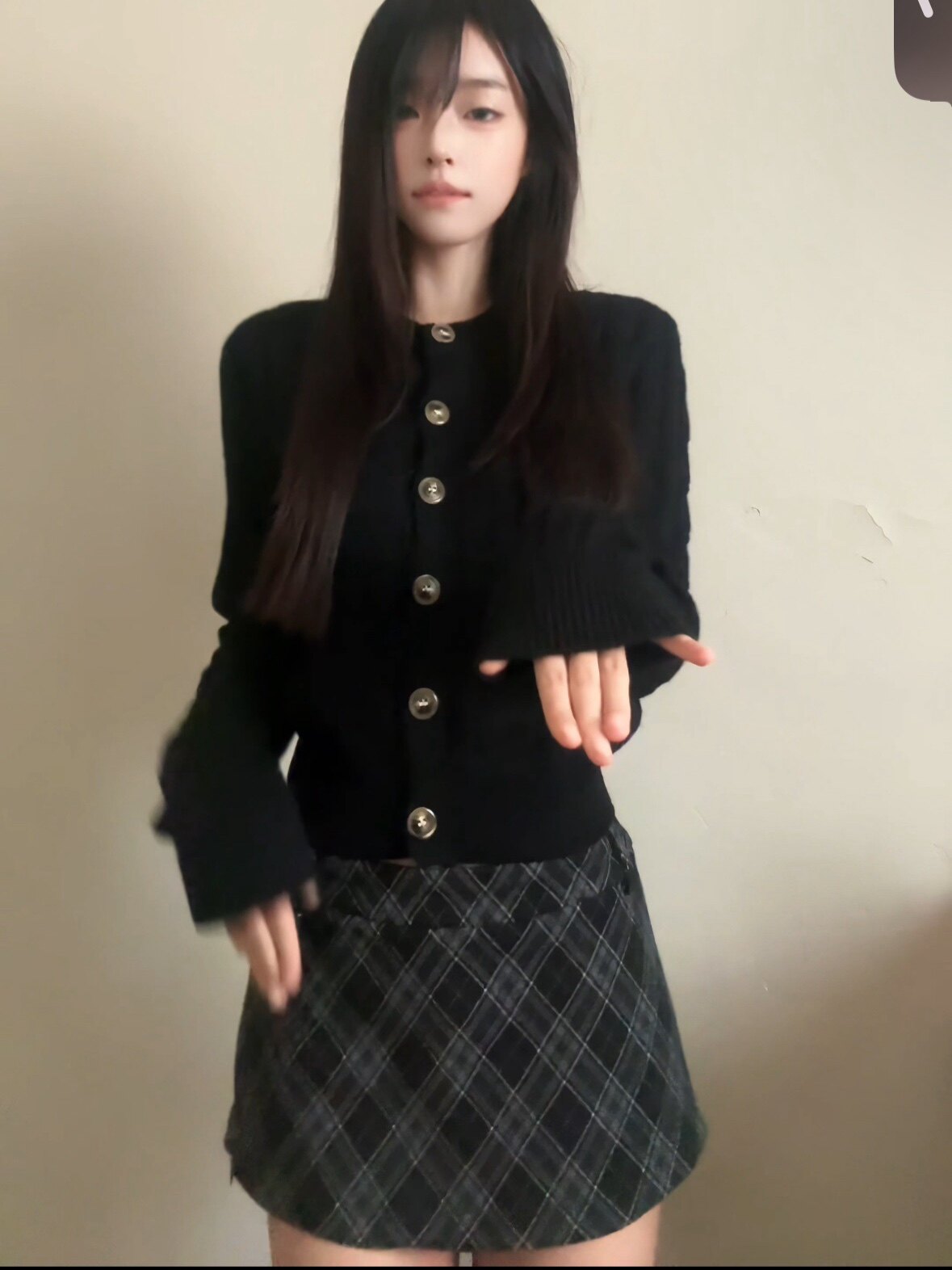 SiCii复古韩系低腰包臀裙 格纹短裙显瘦辣妹风 防走光侧拉链毛呢质感高级