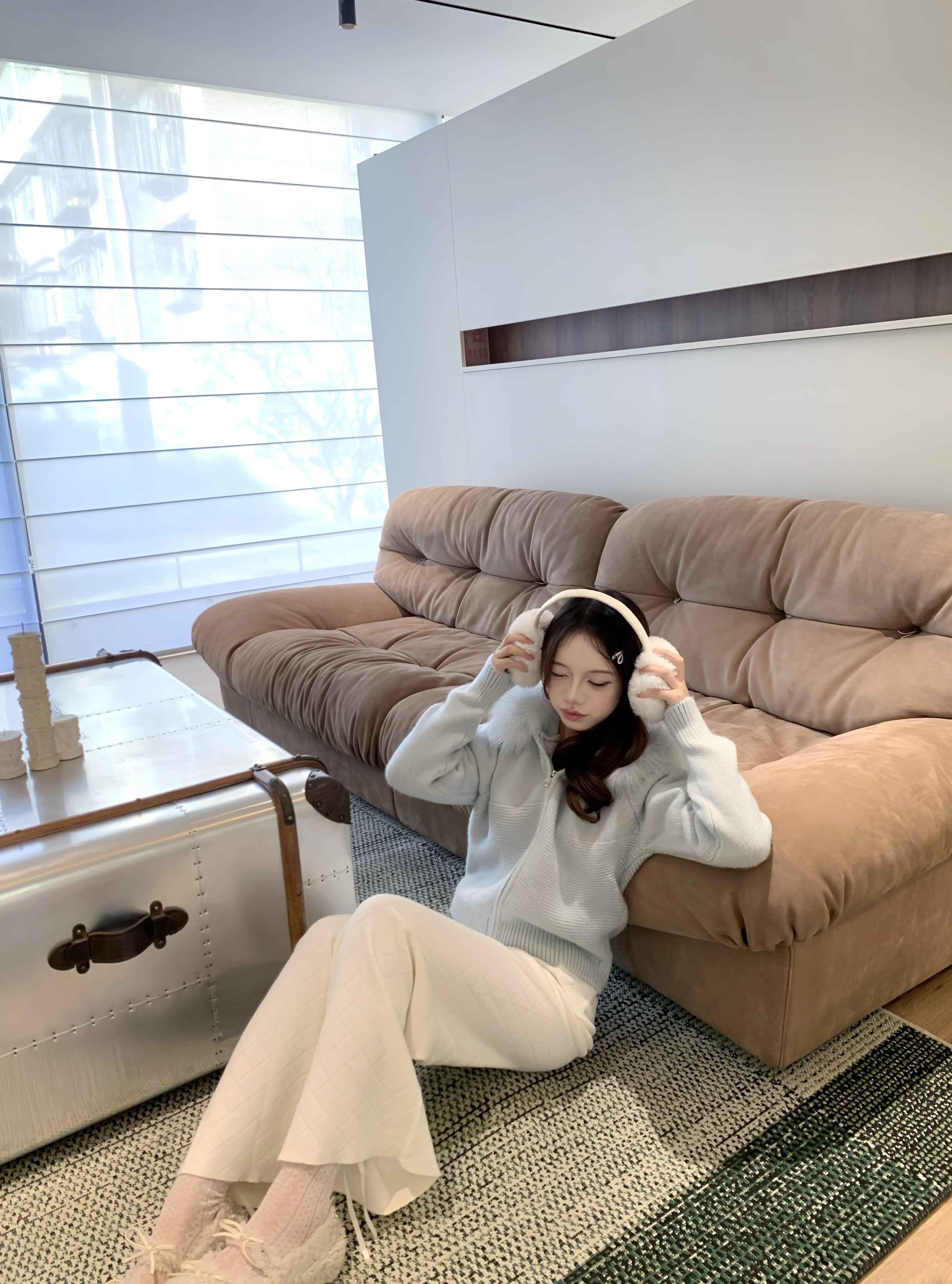 Kikimy「入春裤王」重磅机织格纹针织裤：高腰垂感的百搭显瘦美学