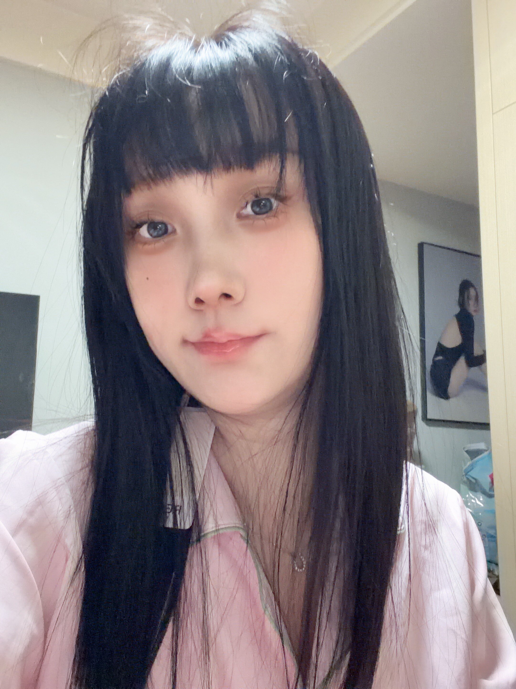 真我黑长直漫画齐刘海假发套 全真发整顶设计 自然隐形无痕贴合 长发飘逸顺滑