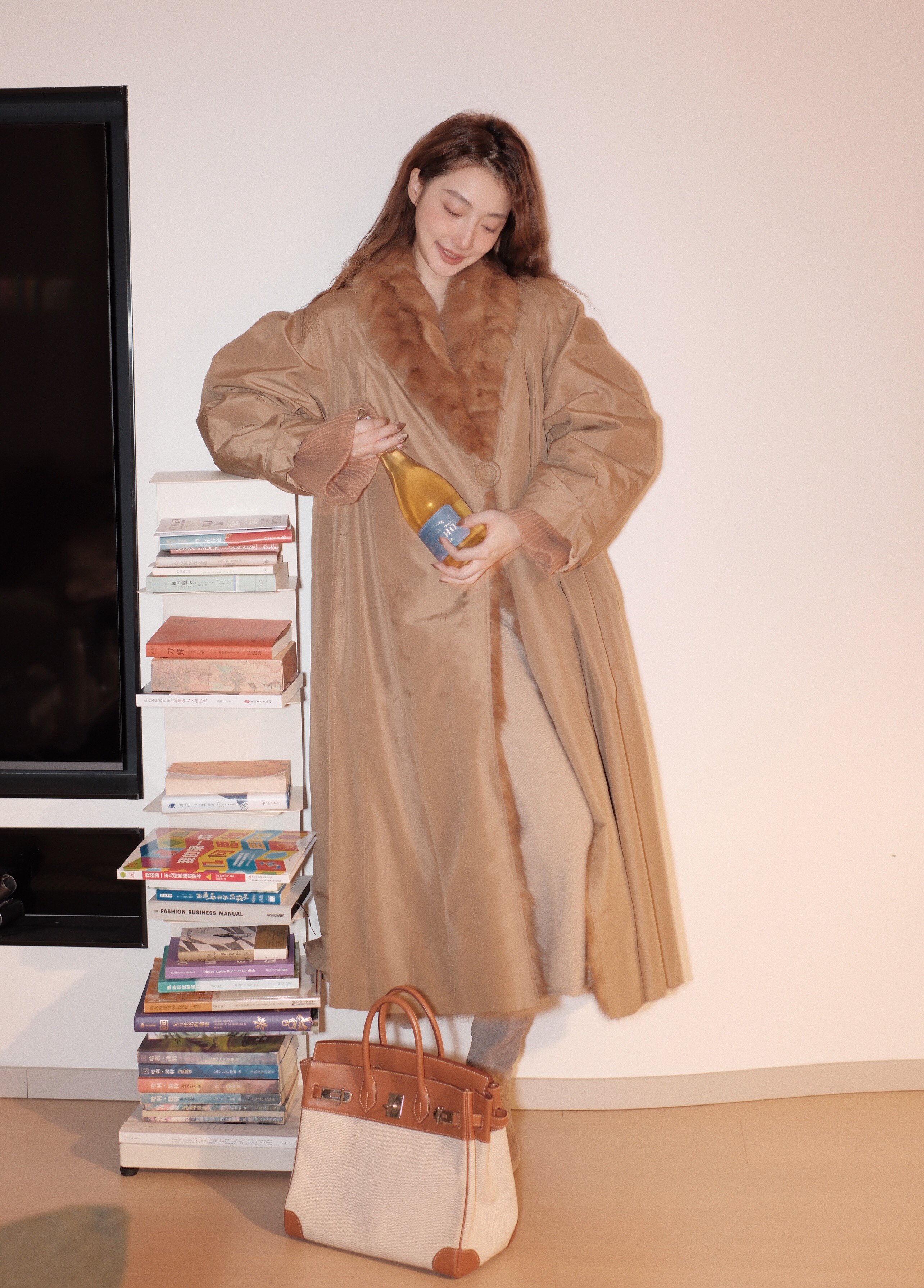 Le' Murmure冬季时尚羊反绒长筒靴堆堆设计慵懒随性 高跟拉长腿部比例