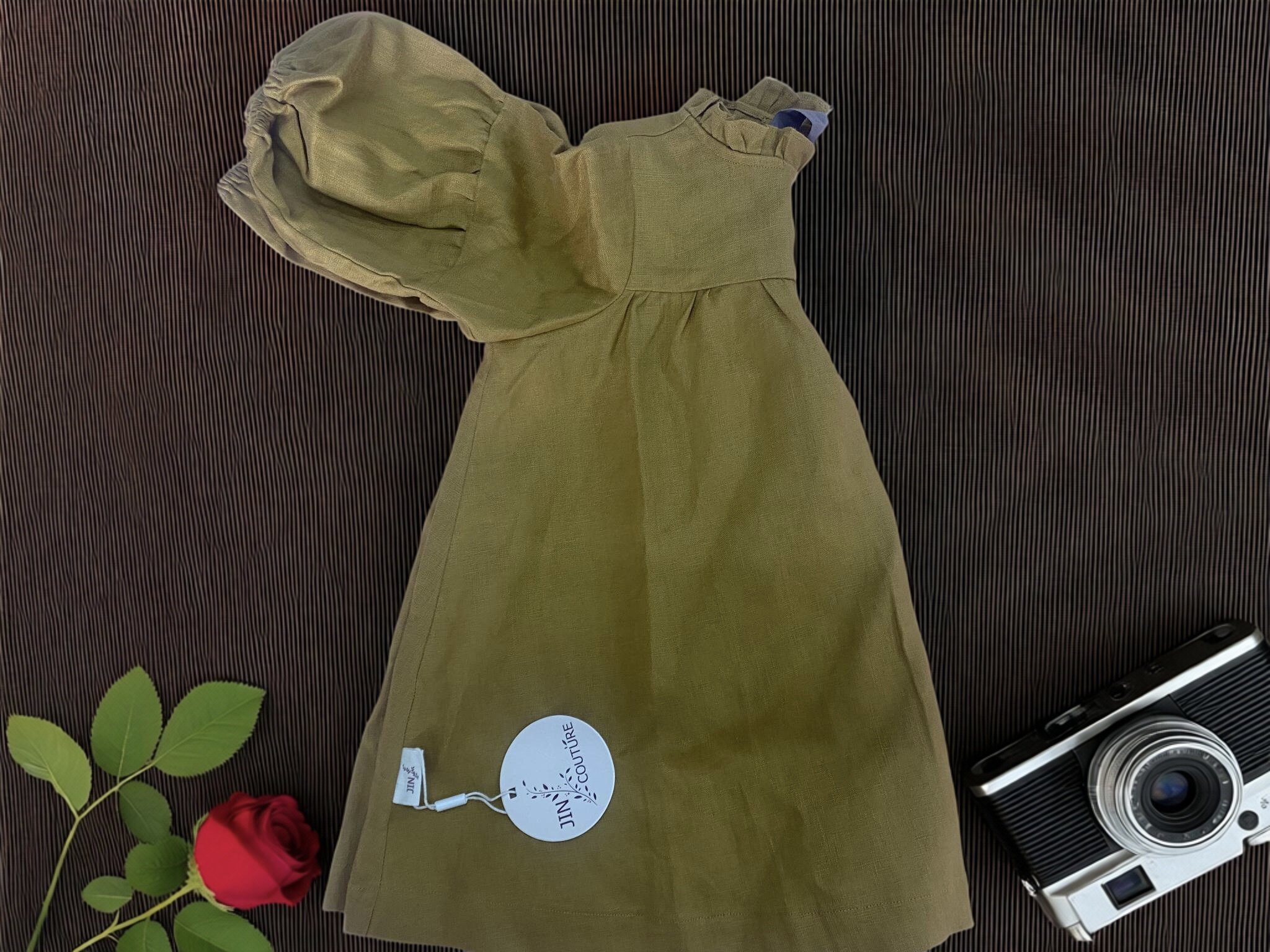 Customer photo for Caramel Yellow + Grey Sash (Machine Embroidery), 110cm