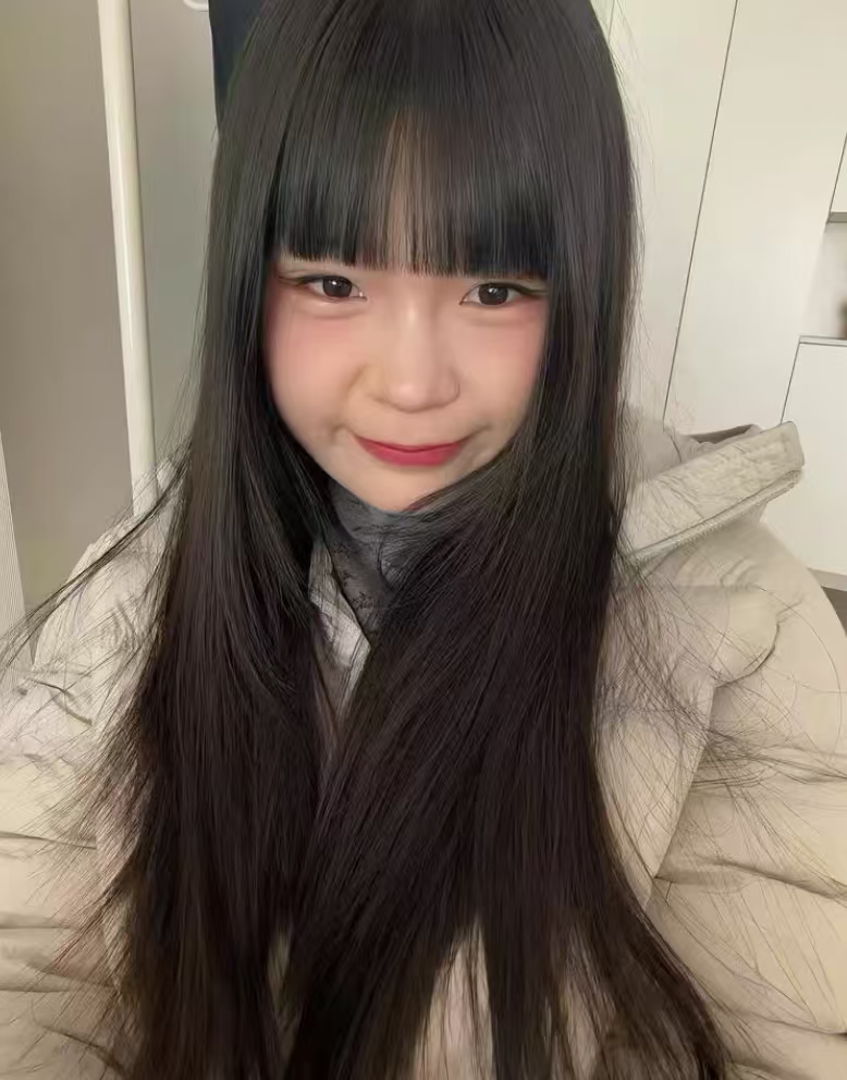 真我黑长直漫画齐刘海假发套 全真发整顶设计 自然隐形无痕贴合 长发飘逸顺滑