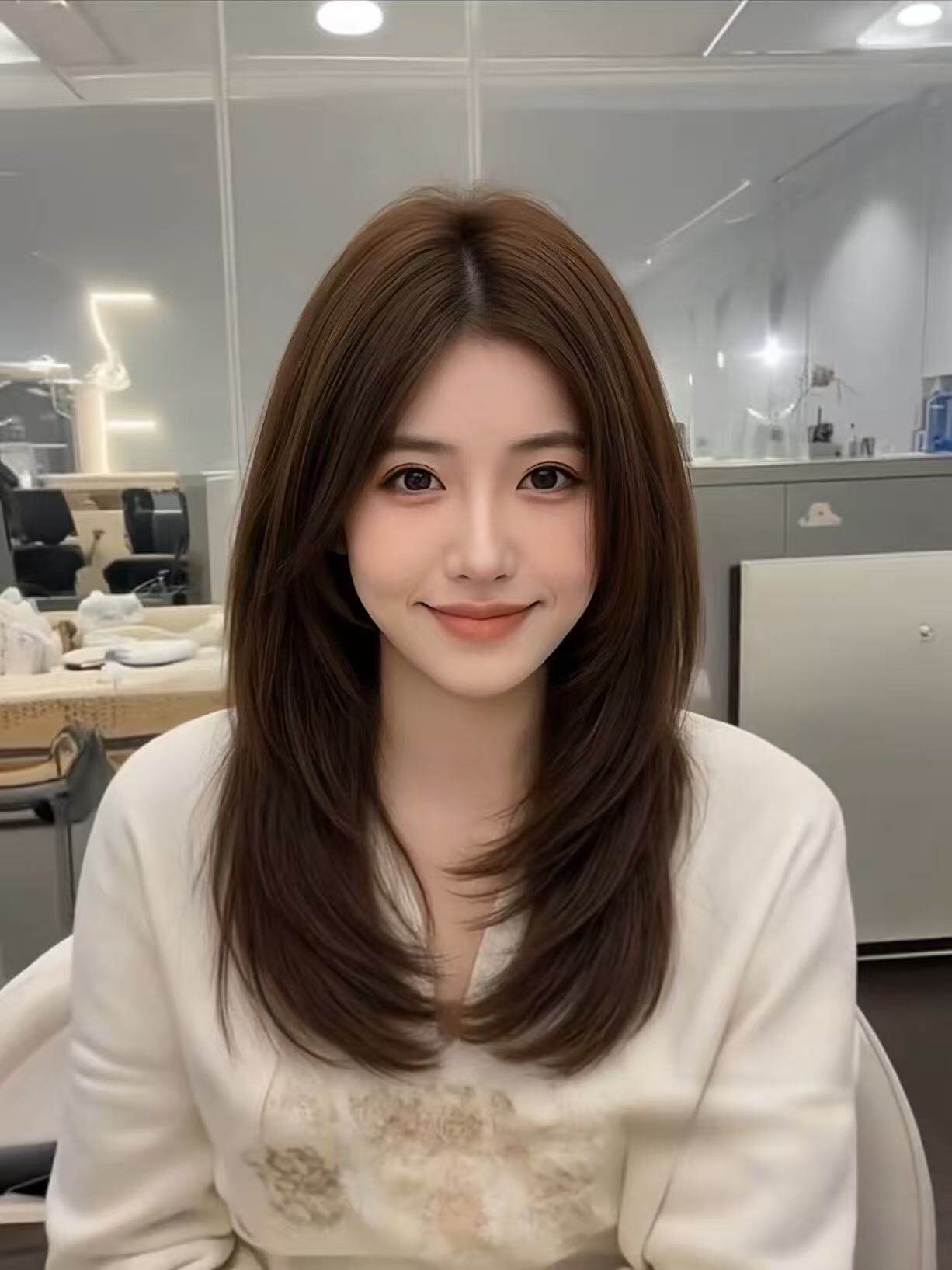 唯俏真人发丝全头套假发 层次感偏分锁骨发设计 随意分缝自然逼真