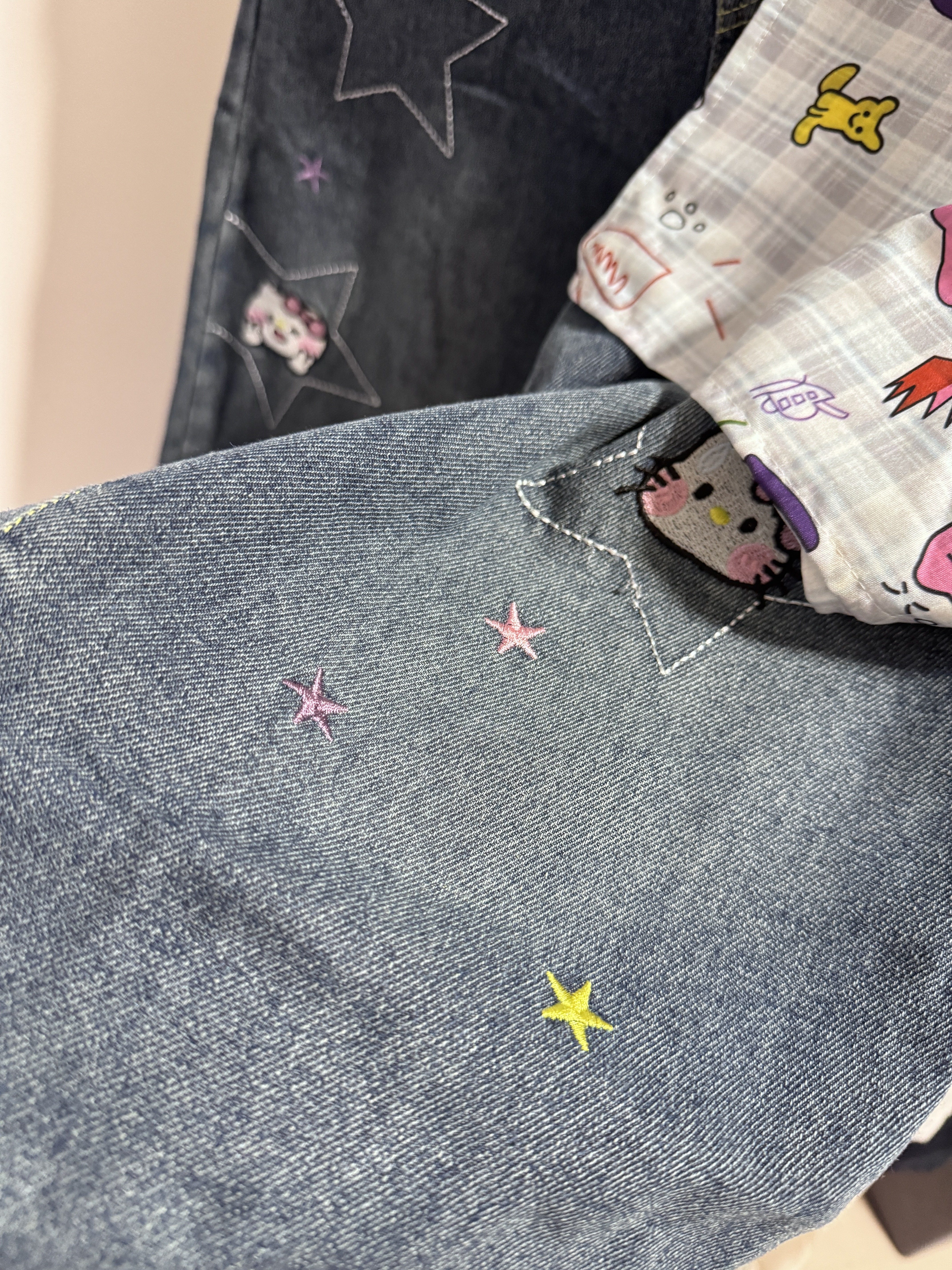 Customer photo for Blue Bandana-Print Jeans, 130cm
