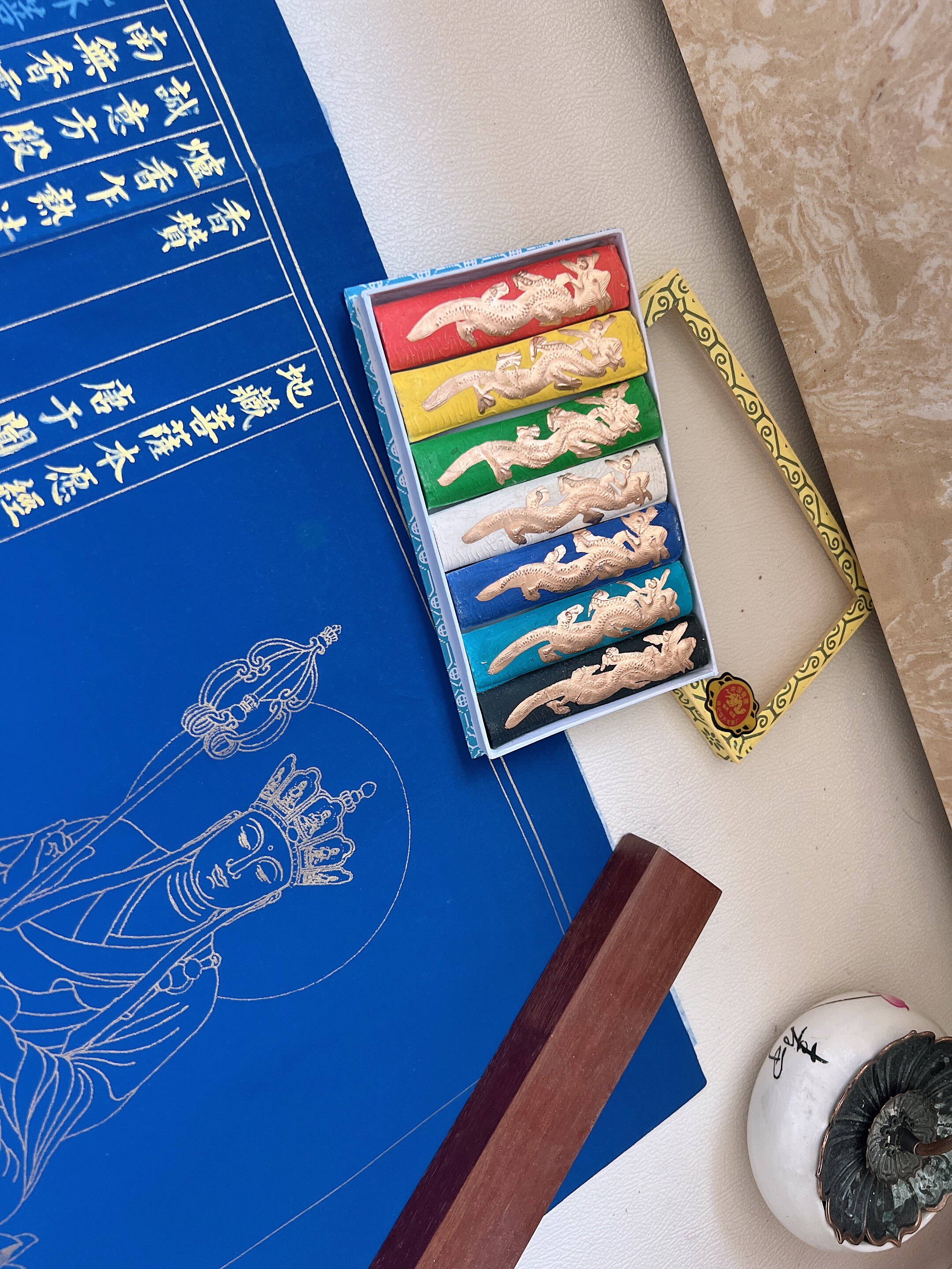 胡開文鬆煙徽墨彩色墨條文房四寶初學者書法用龍墨棒硃砂墨汁-Taobao-Tmall