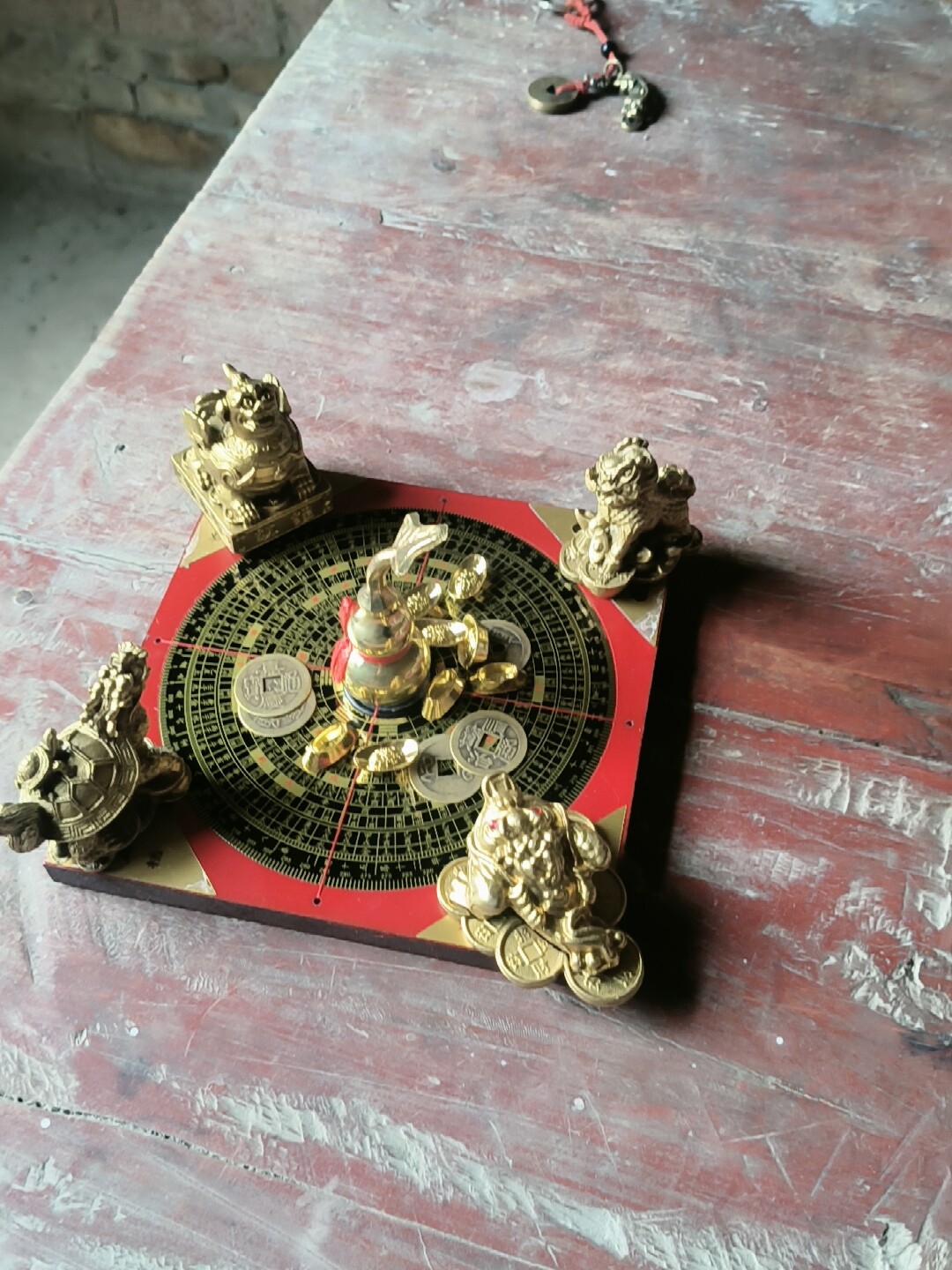 四靈獸聚寶盆銅製招財風水擺件適用書房客廳的聚財陣風水擺飾