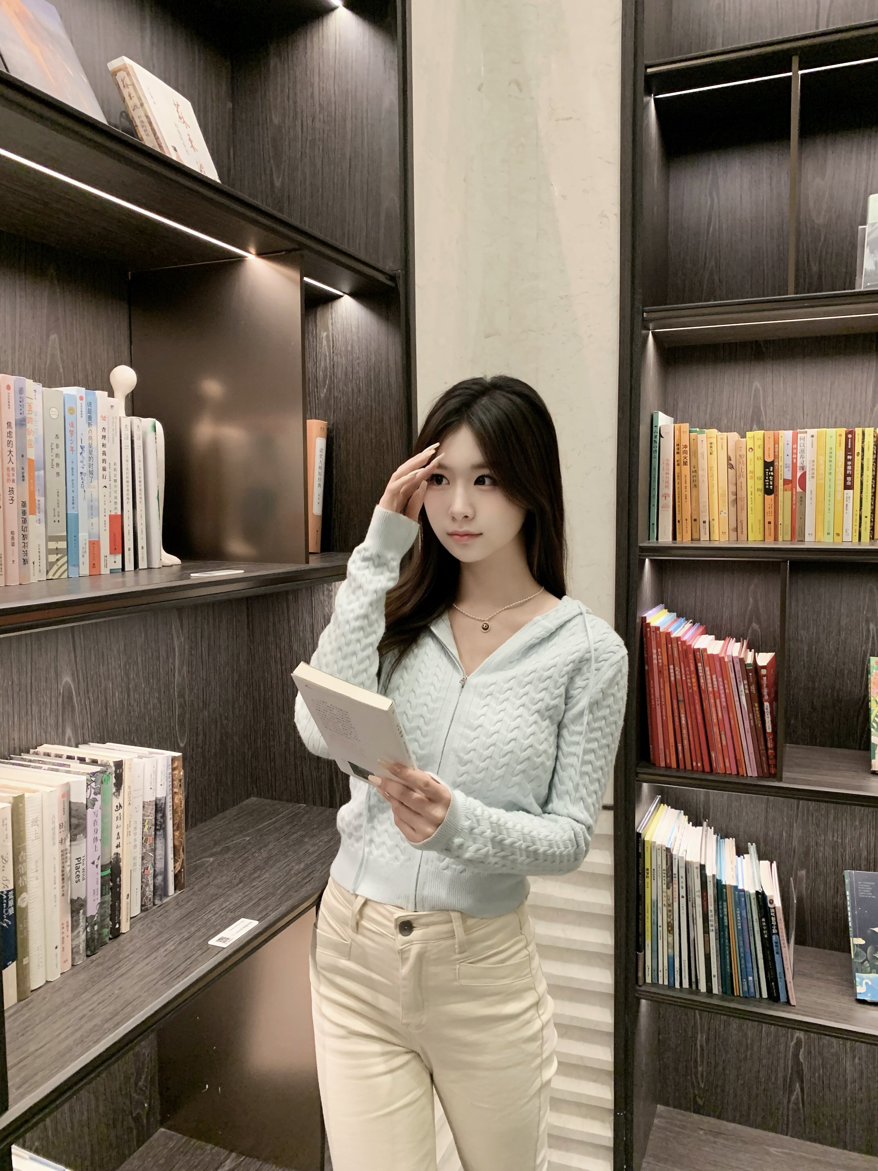 RUOYU若语半永久韩女裤 加绒修身设计保暖不臃肿 高腰小脚裤型拉长比例