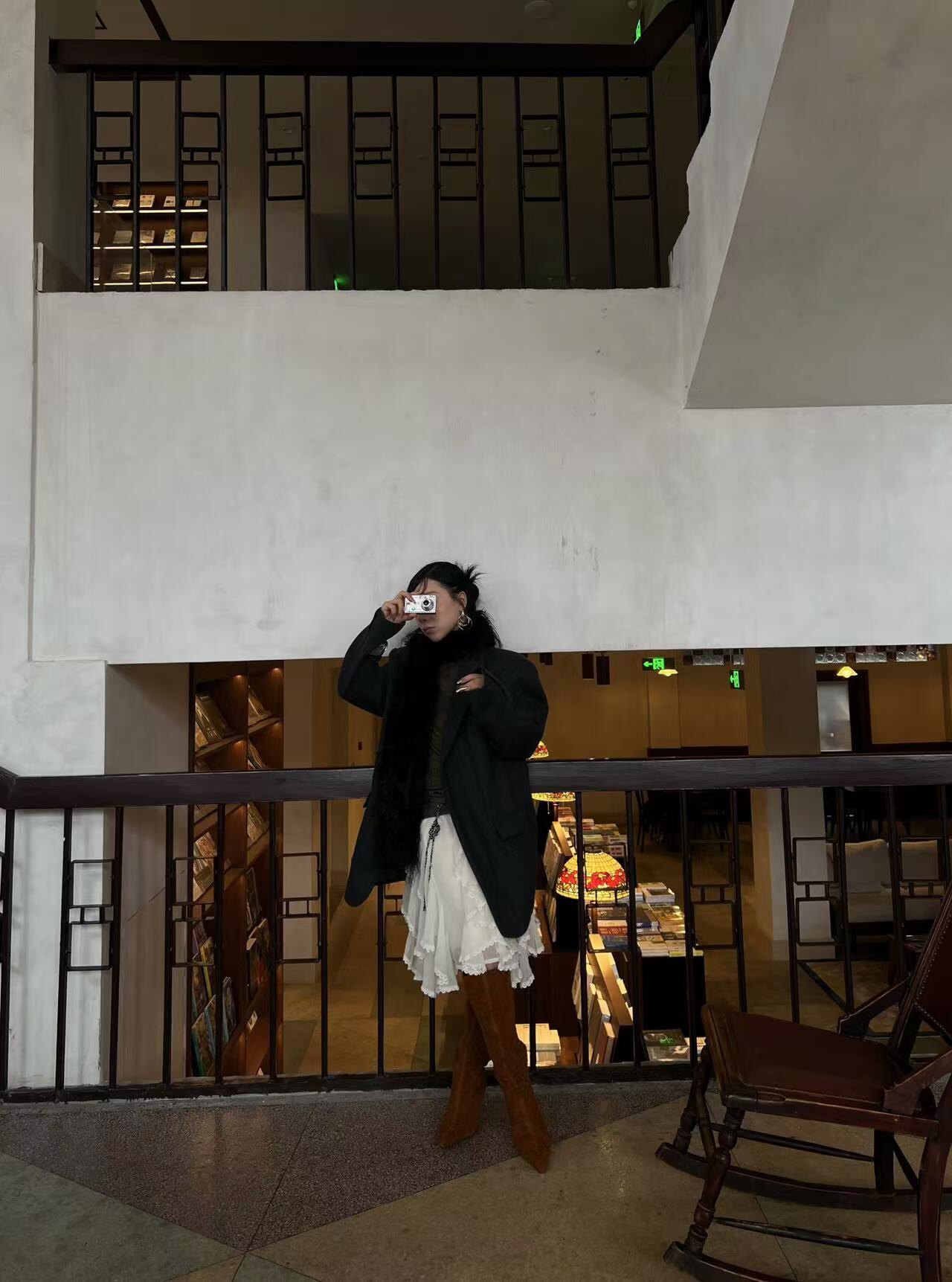 Le' Murmure冬季时尚羊反绒长筒靴堆堆设计慵懒随性 高跟拉长腿部比例