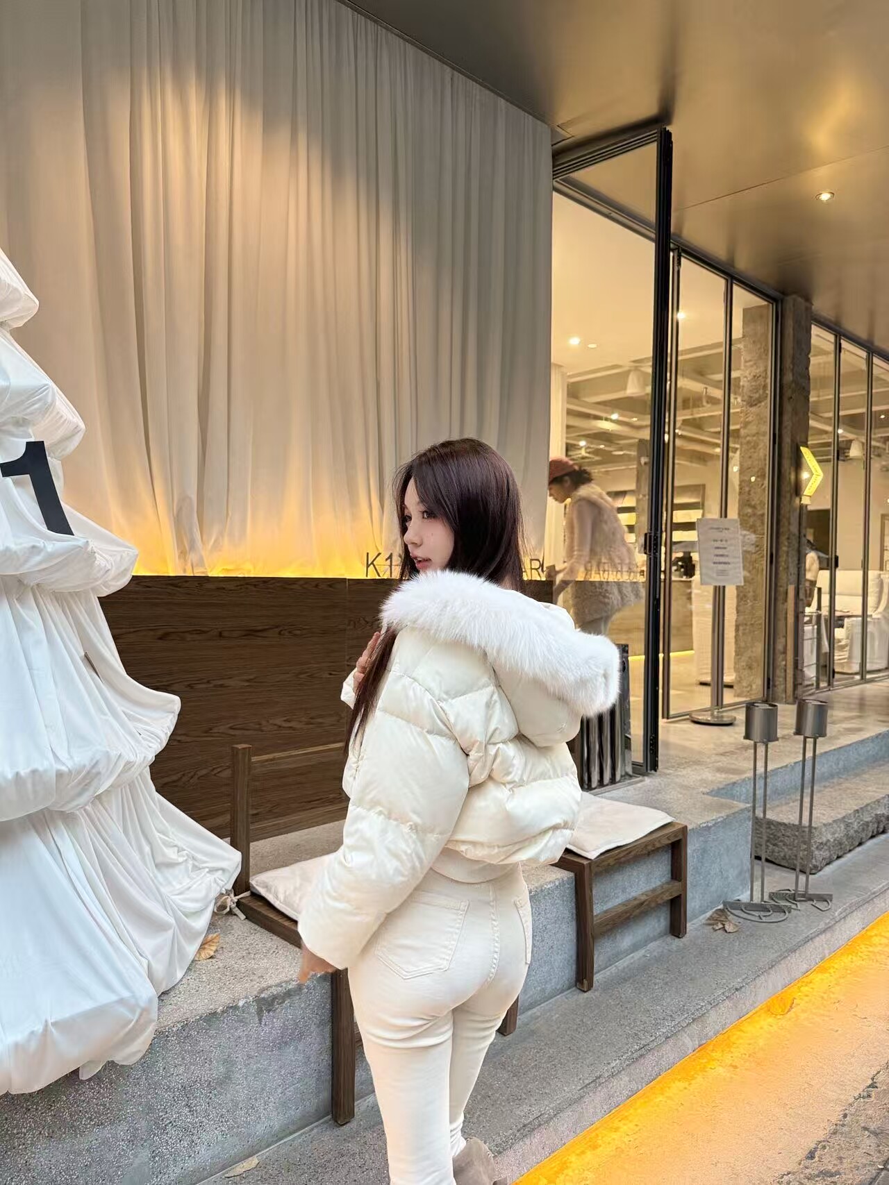 RUOYU若语半永久韩女裤 加绒修身设计保暖不臃肿 高腰小脚裤型拉长比例