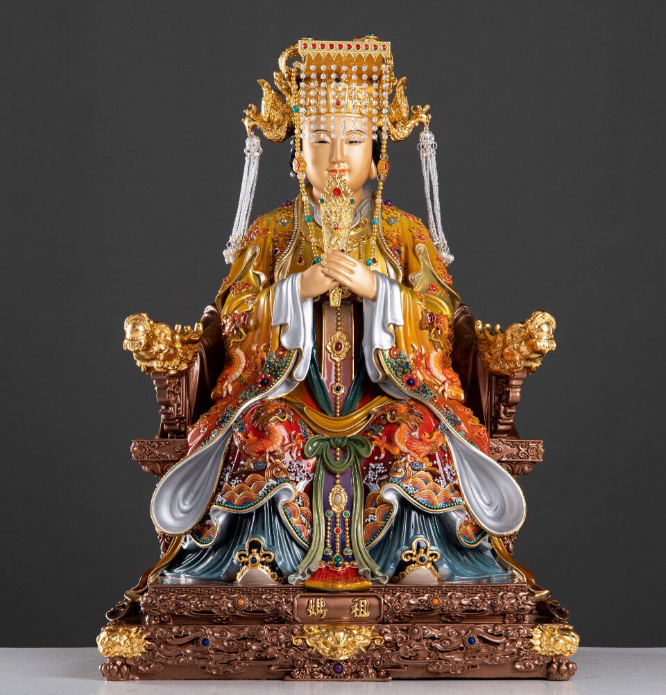 纯铜妈祖娘娘神像家用供奉天上圣母天后湄洲海神妈祖铜雕像摆件