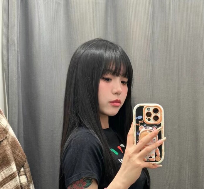 真我黑长直漫画齐刘海假发套 全真发整顶设计 自然隐形无痕贴合 长发飘逸顺滑
