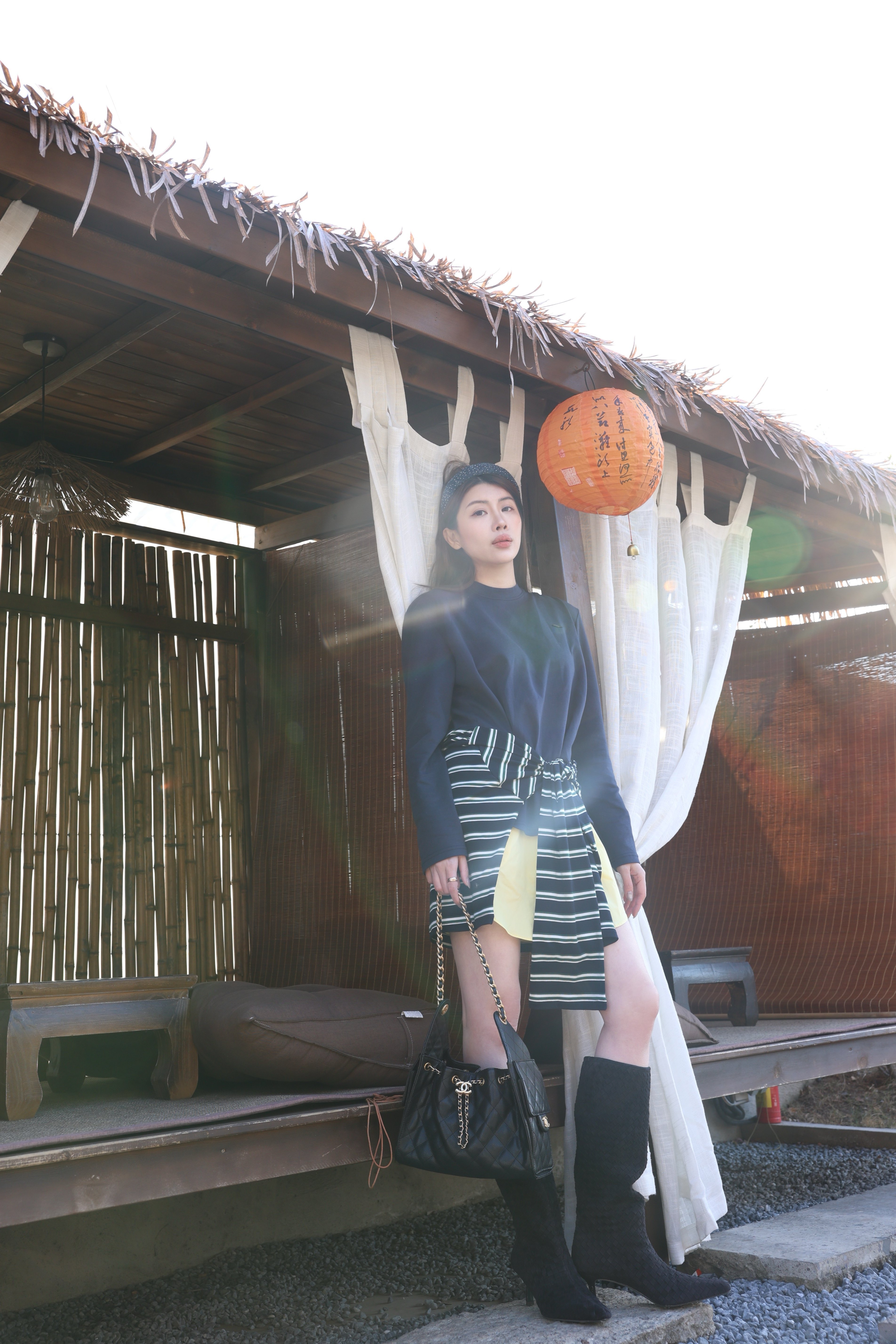 Le' Murmure冬季时尚羊反绒长筒靴堆堆设计慵懒随性 高跟拉长腿部比例