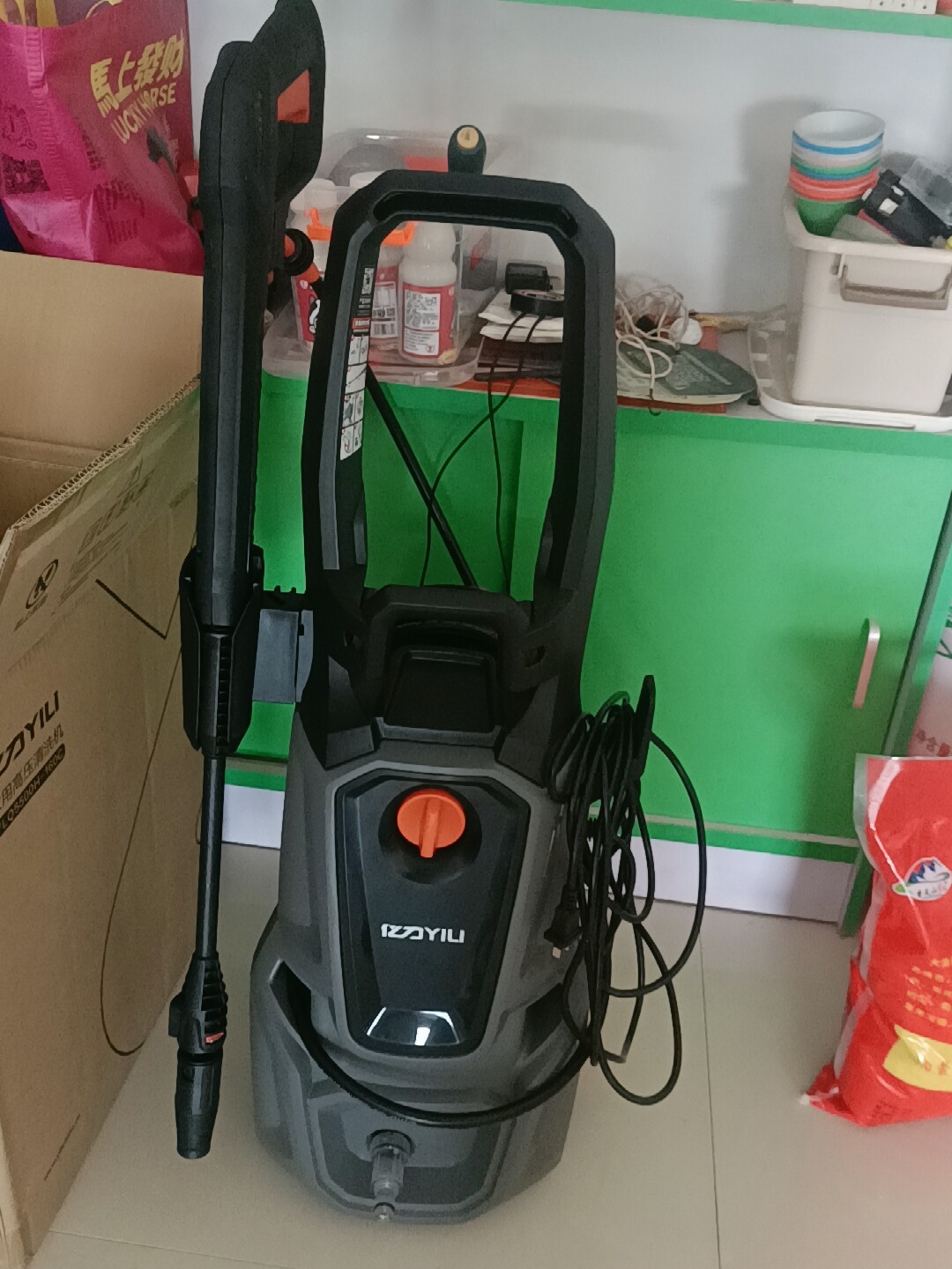 亿力家用洗车机220V高压水枪便携式清洗机滚轮款通水卷管-Taobao-Tmall